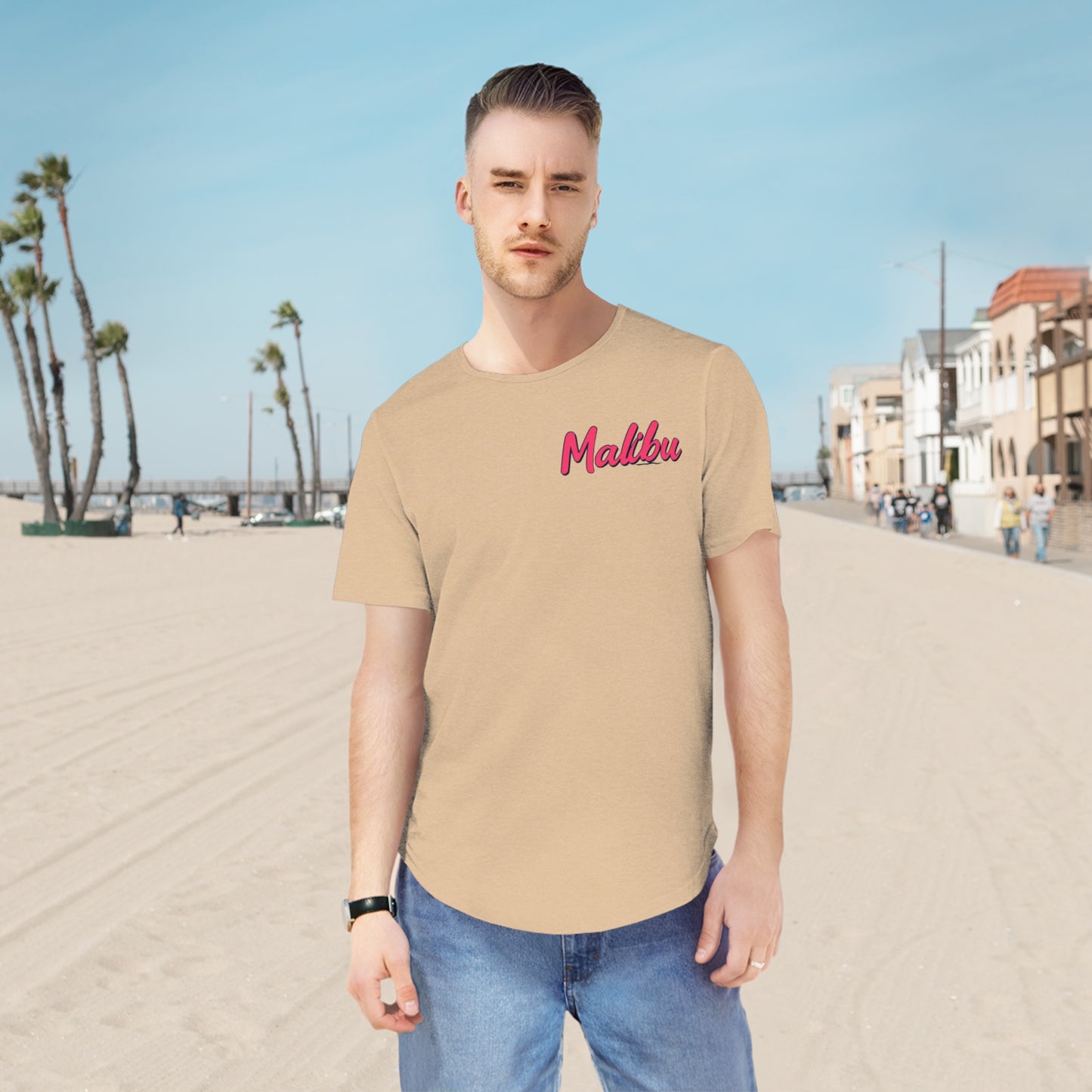 Retro Malibu Men's Jersey Curved Hem Tee