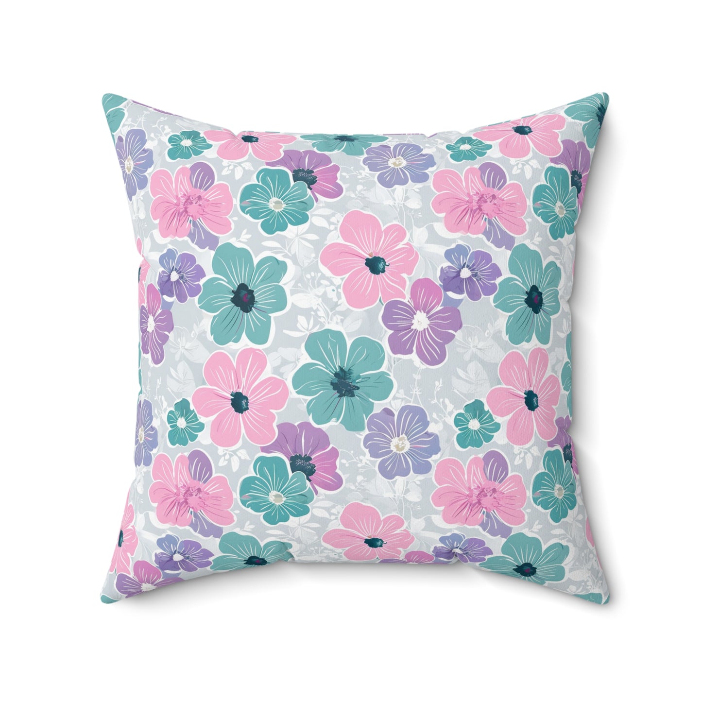 Pastel Floral Print Throw Pillow