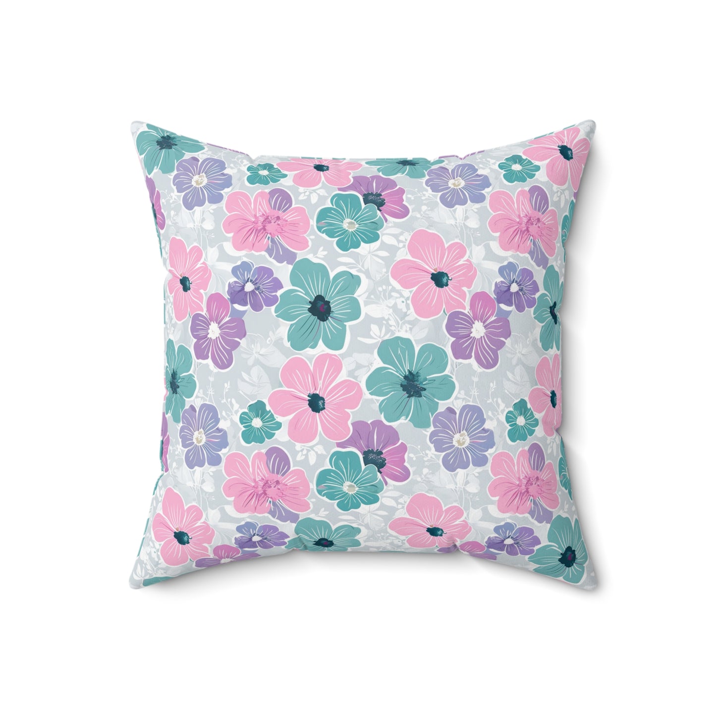 Pastel Floral Print Throw Pillow