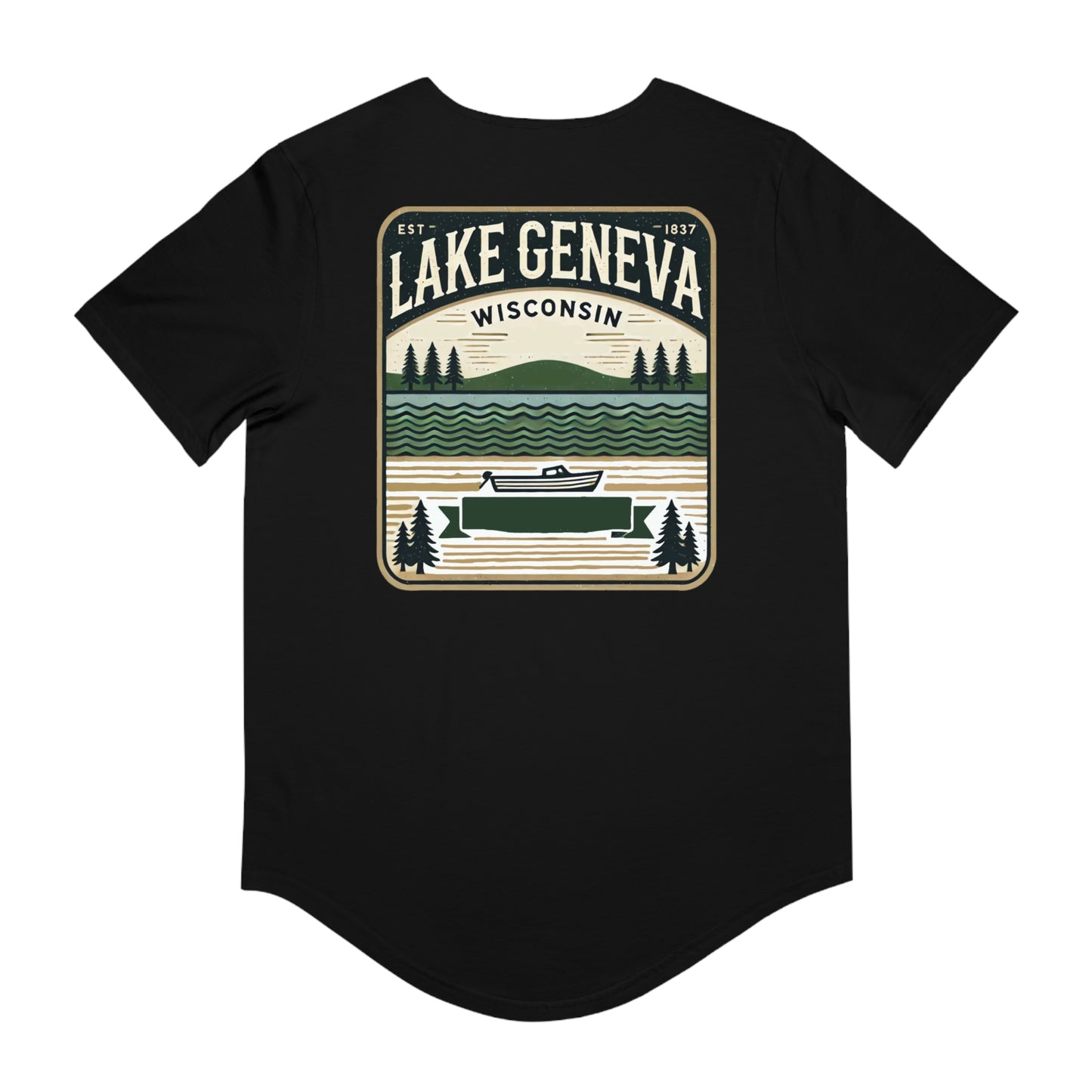 Vintage Lake Geneva Men's Jersey Curved Hem Tee