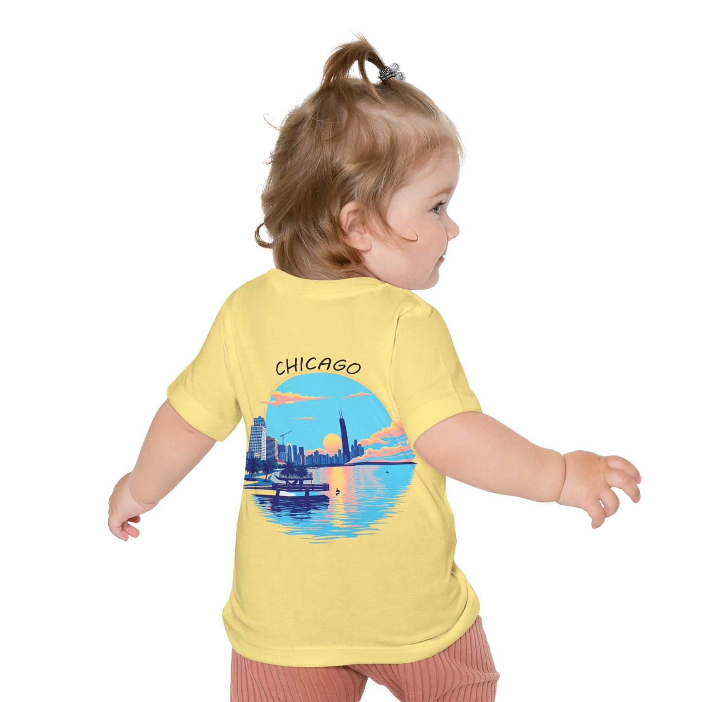 Retro Chicago Sunset Unisex Baby Short Sleeve T-Shirt