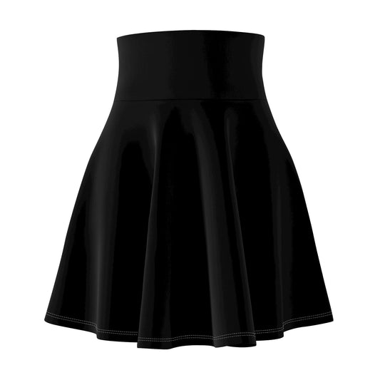 Solid Black Print Skater Skirt