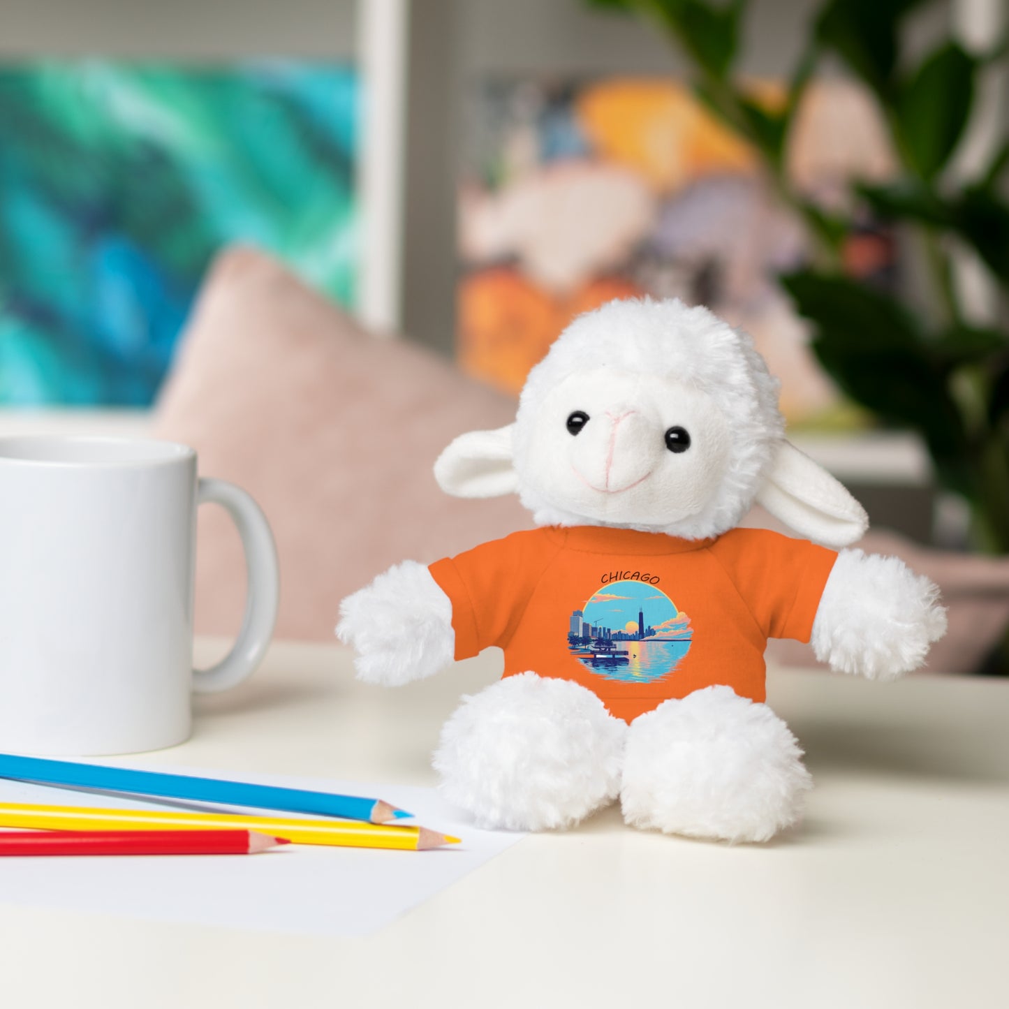 Retro Chicago Sunset Stuffed Animals with Tee