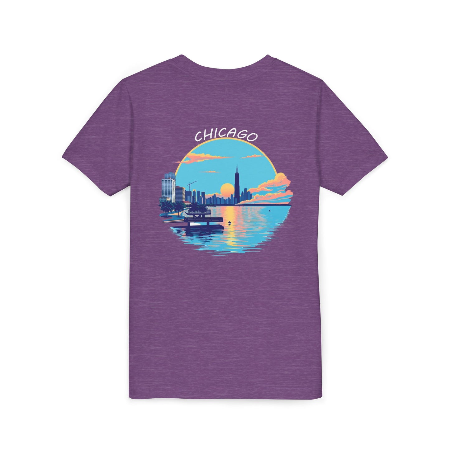 Retro Chicago Sunset Unisex Youth Short Sleeve Tee