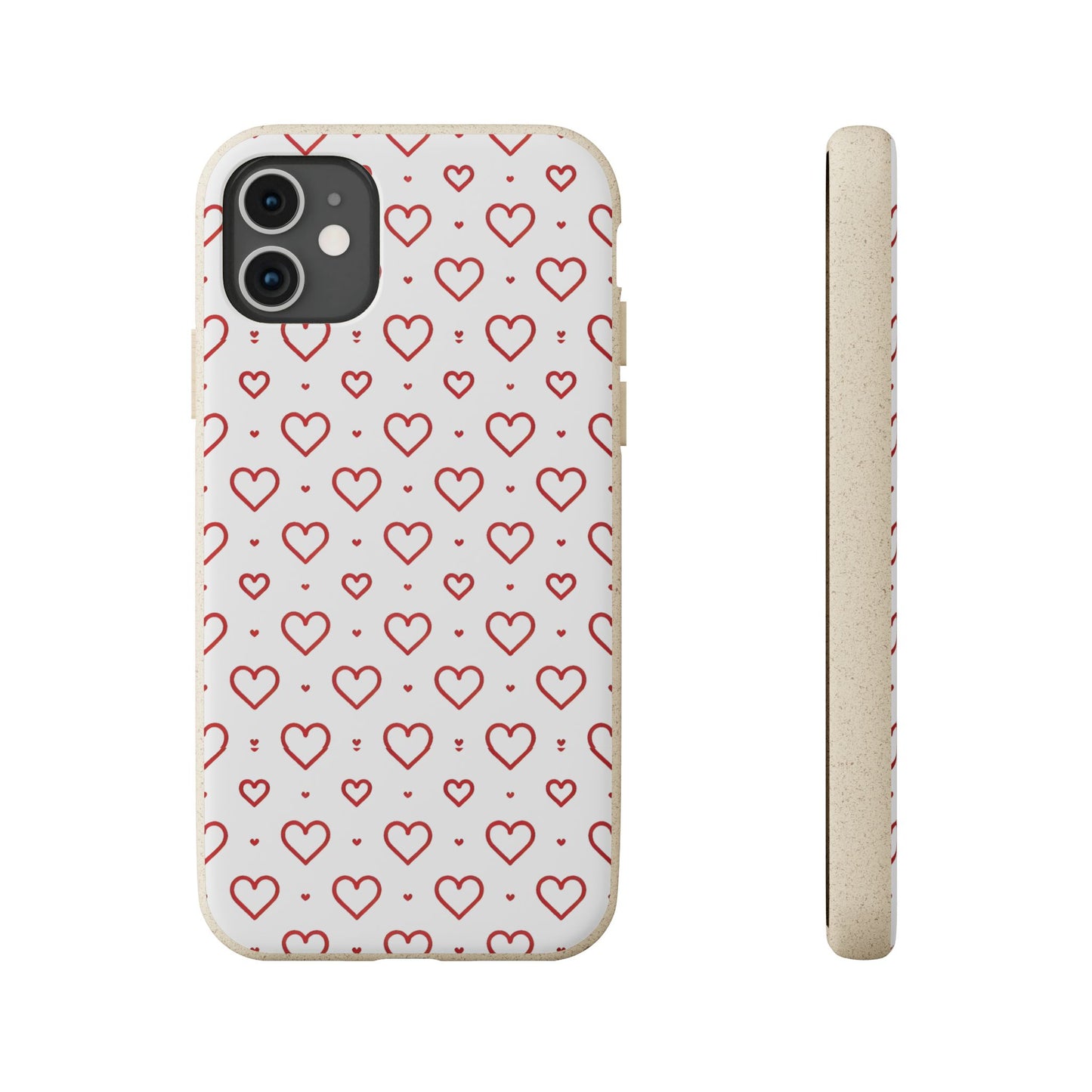 Red Hearts Print MagSafe Biodegradable Phone Case