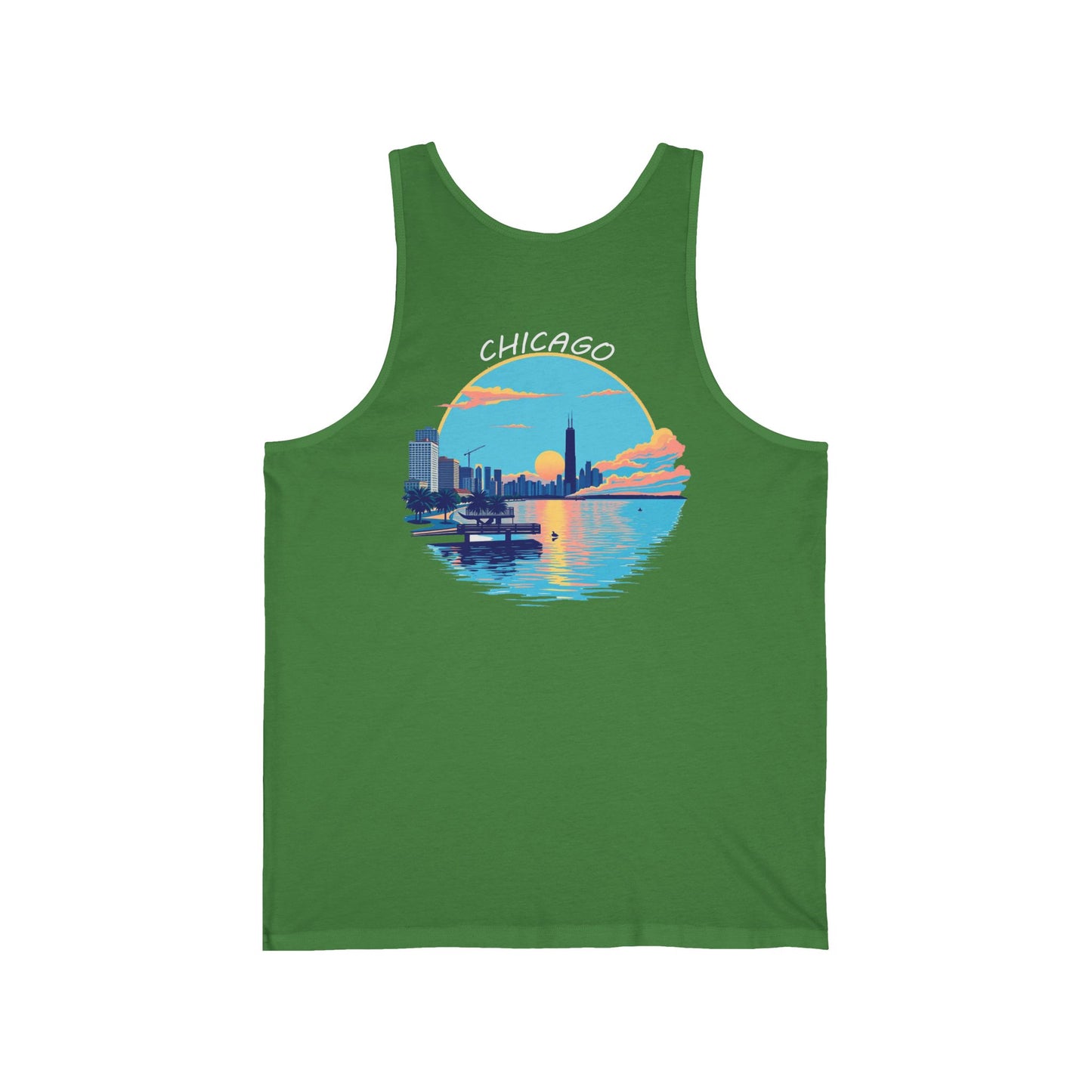 Retro Chicago Sunset Unisex Jersey Tank