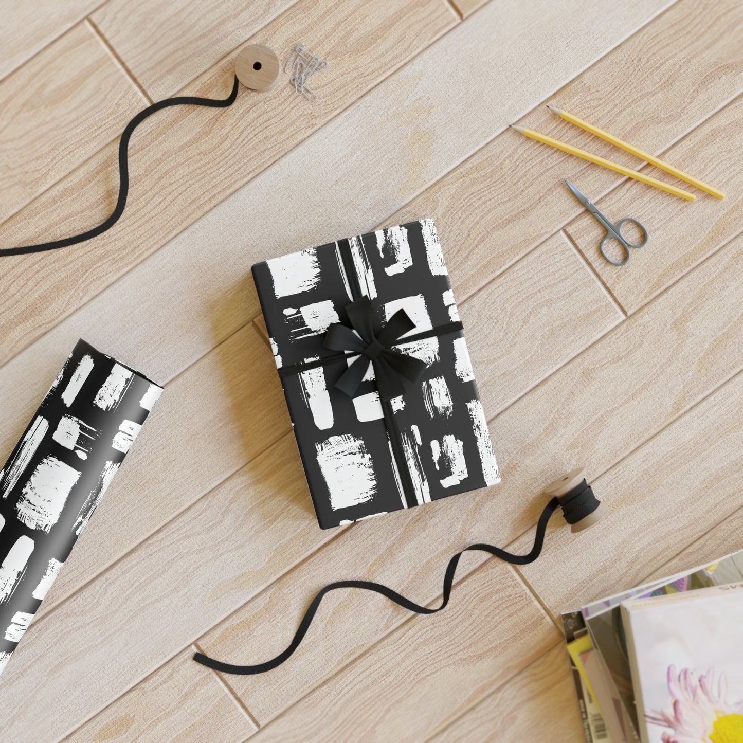 Irregular White Brush Strokes Wrapping Paper