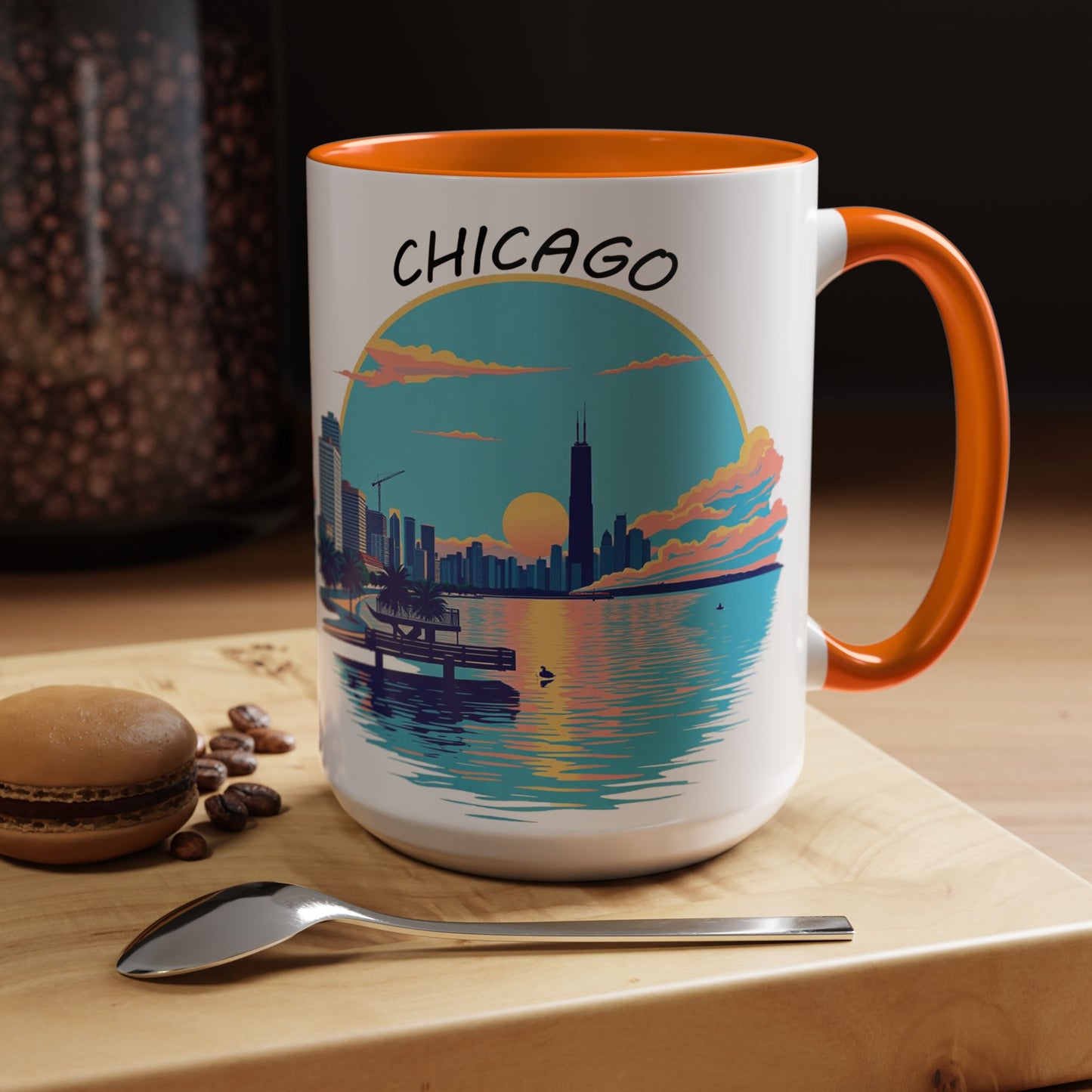 Retro Chicago Sunset Accent Coffee Mug