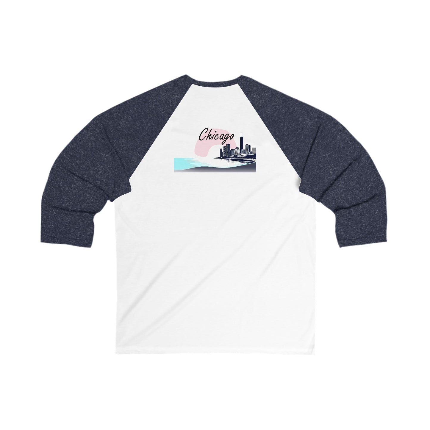 Elegant Chicago Skyline Men's 3/4 Sleeve Baseball Tee