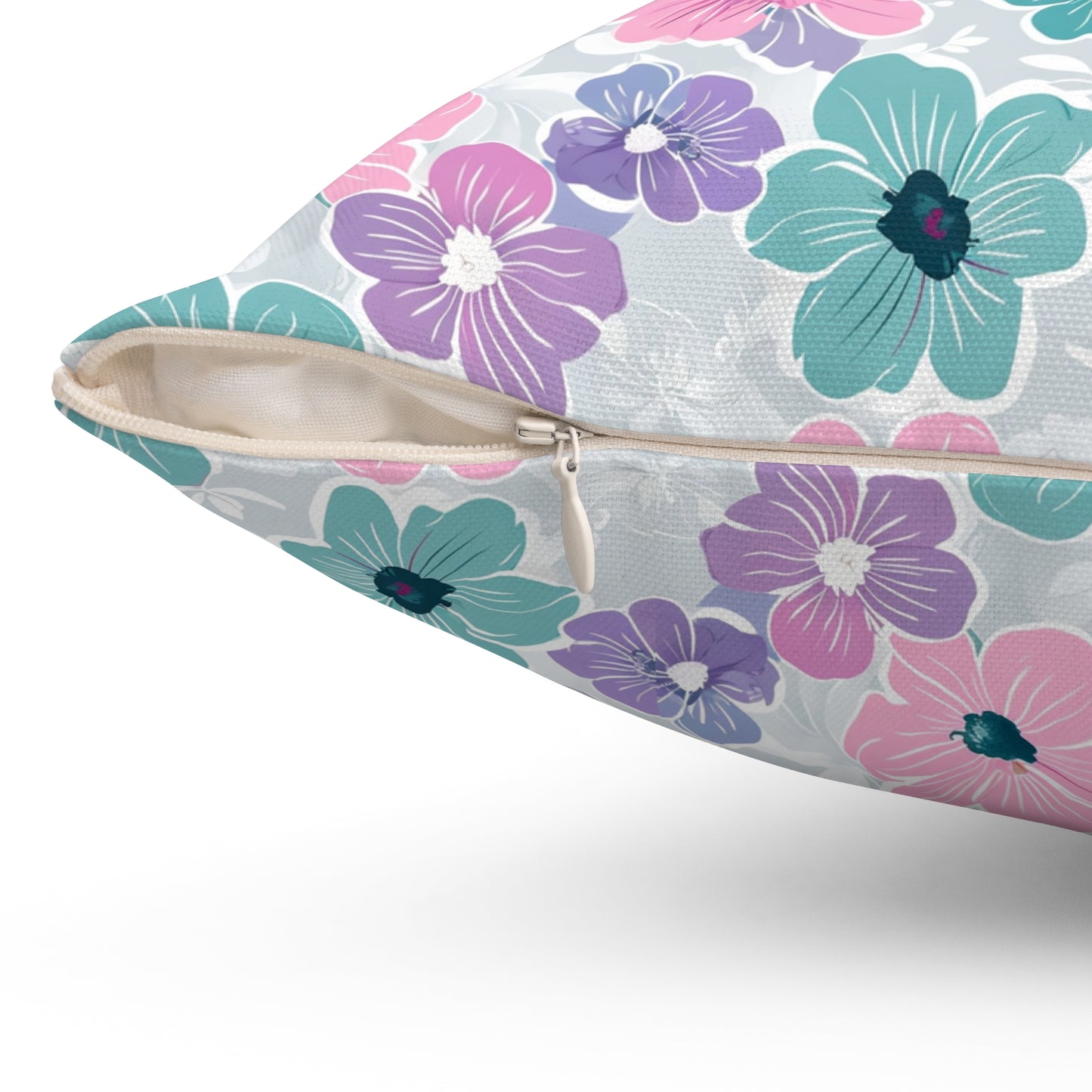 Pastel Floral Print Throw Pillow