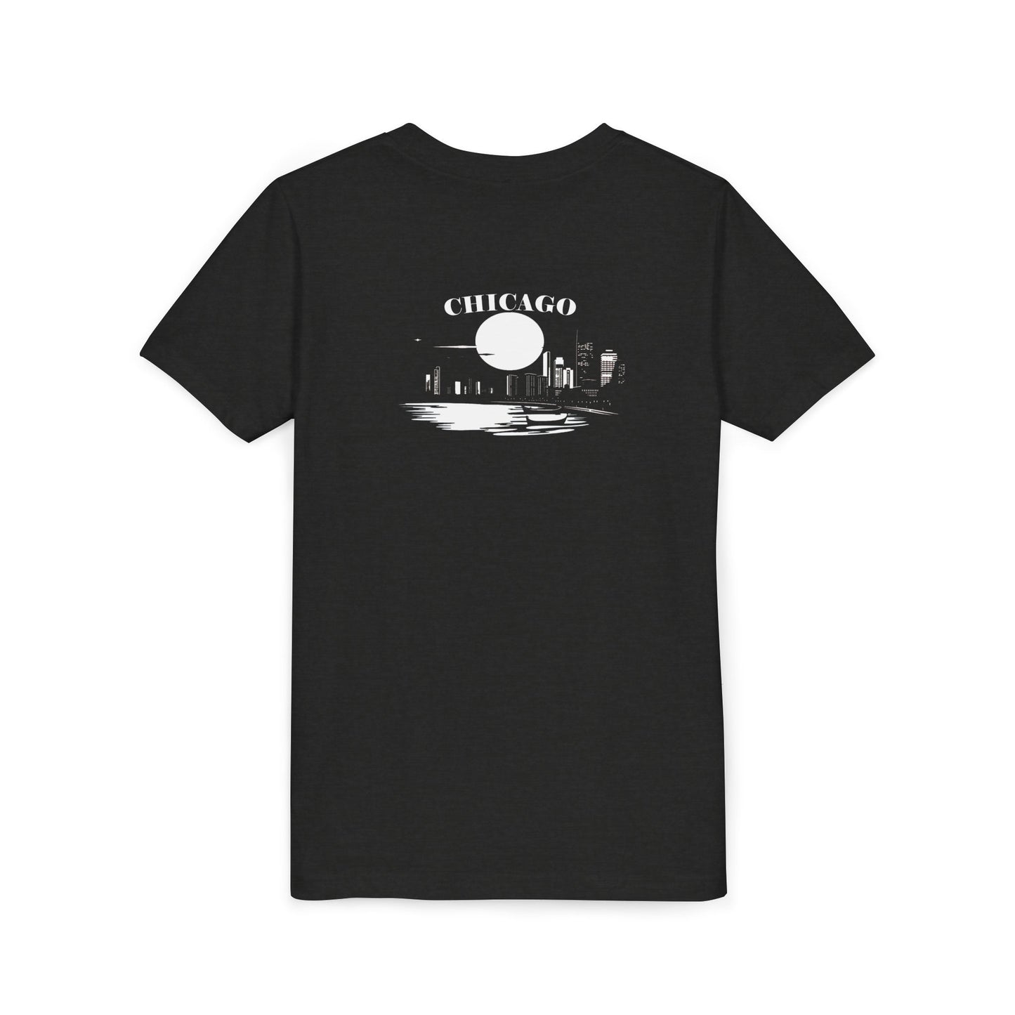 Mystery Noir Chicago Skyline Sunset Unisex Youth Short Sleeve Tee
