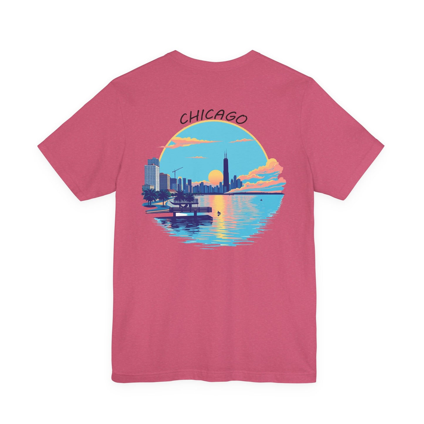 Retro Chicago Sunset Unisex Jersey Short Sleeve Tee
