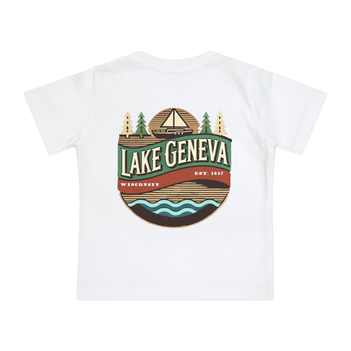 Retro Lake Geneva Unisex Baby Short Sleeve T-Shirt