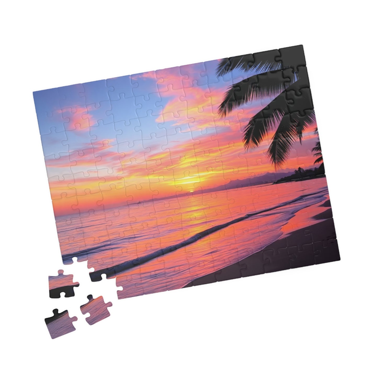 Tropical Beach at Sunset Jigsaw Puzzle