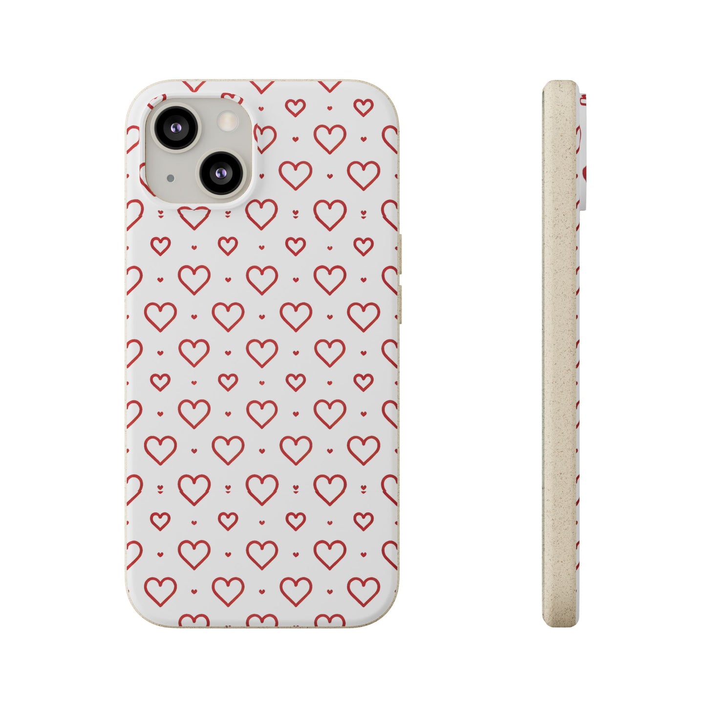 Red Hearts Print MagSafe Biodegradable Phone Case
