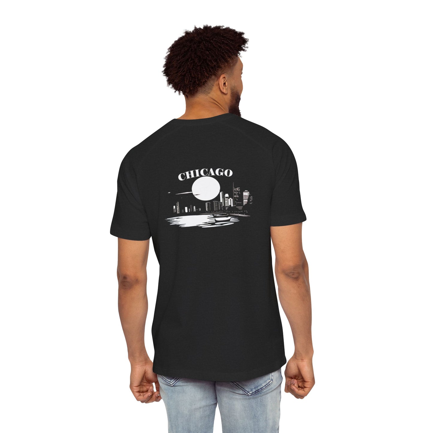 Mystery Noir Chicago Skyline Sunset Men's Raglan T-Shirt