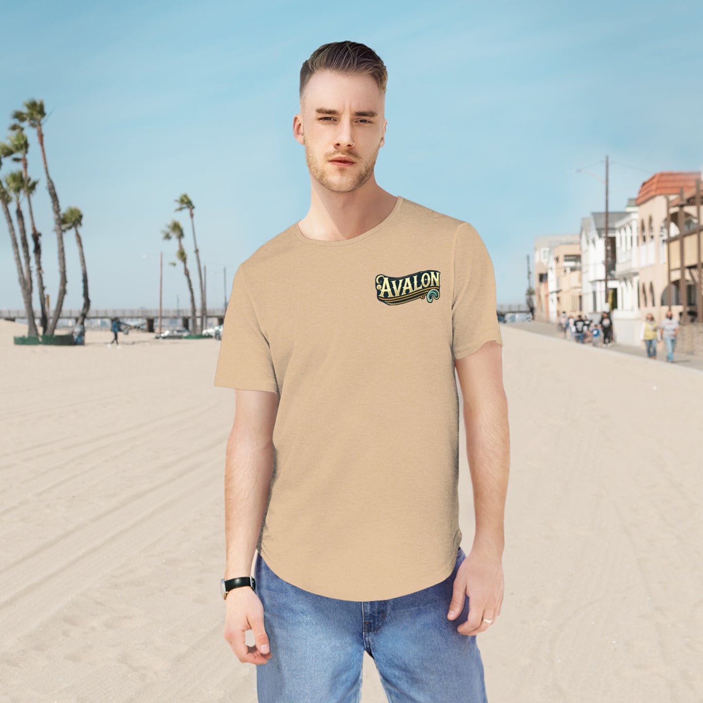 Elegant Avalon Men's Jersey Curved Hem Tee