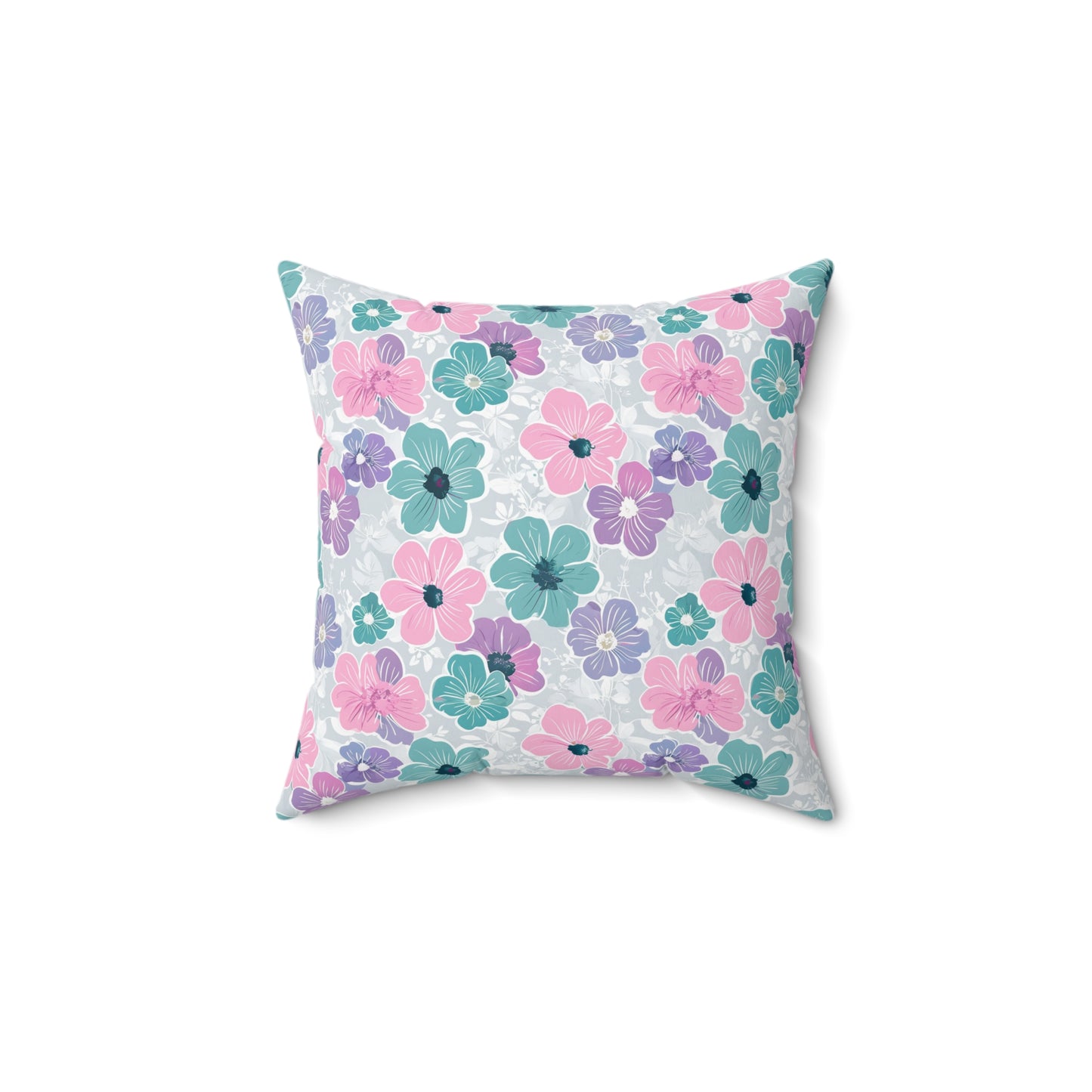 Pastel Floral Print Throw Pillow