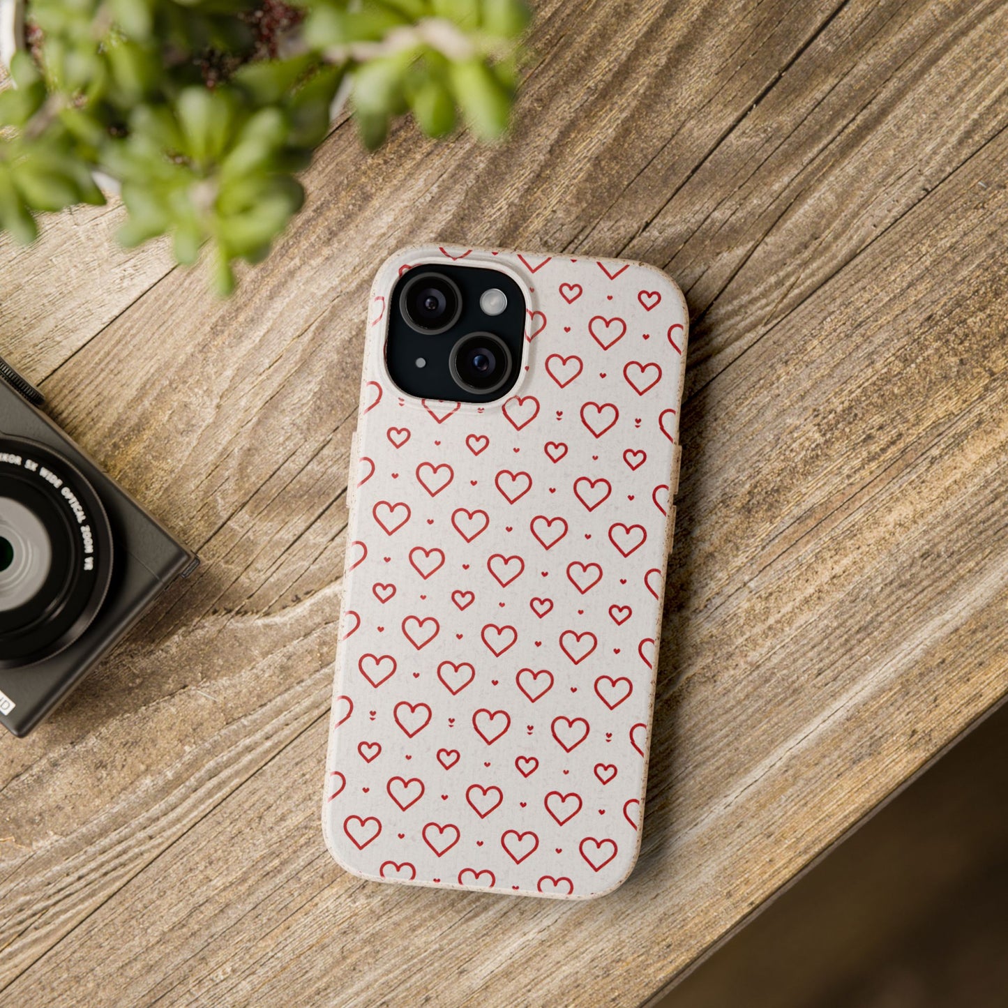 Red Hearts Print MagSafe Biodegradable Phone Case