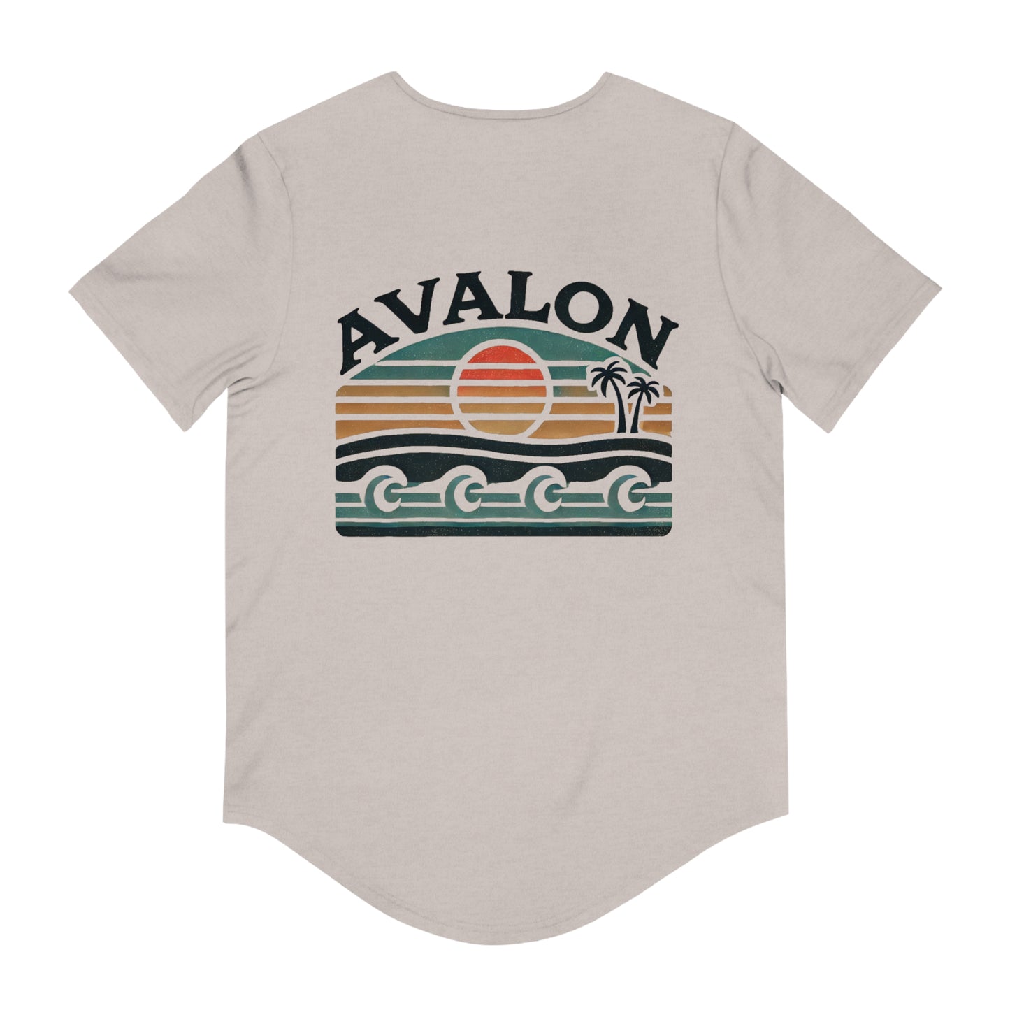 Retro Avalon Sunset Men's Jersey Curved Hem Tee