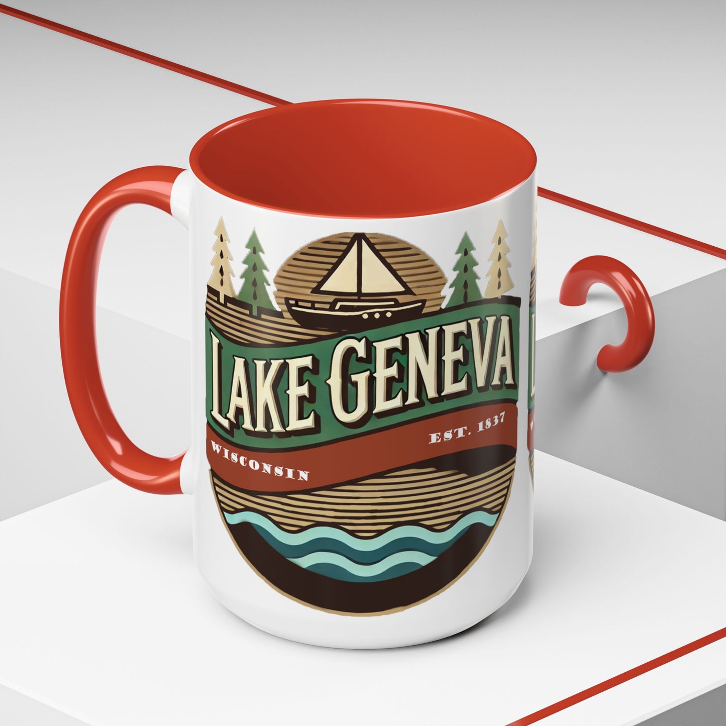 Retro Lake Geneva Accent Coffee Mug