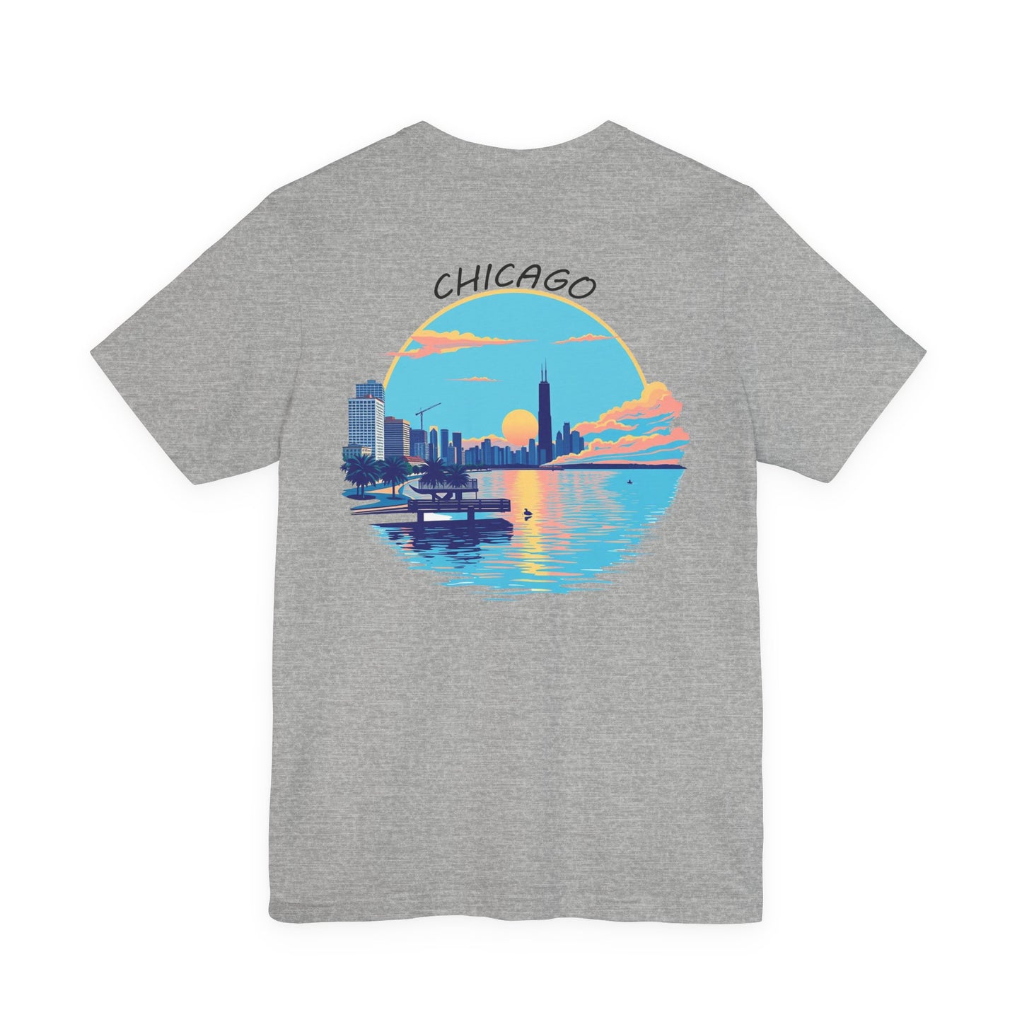 Retro Chicago Sunset Unisex Jersey Short Sleeve Tee