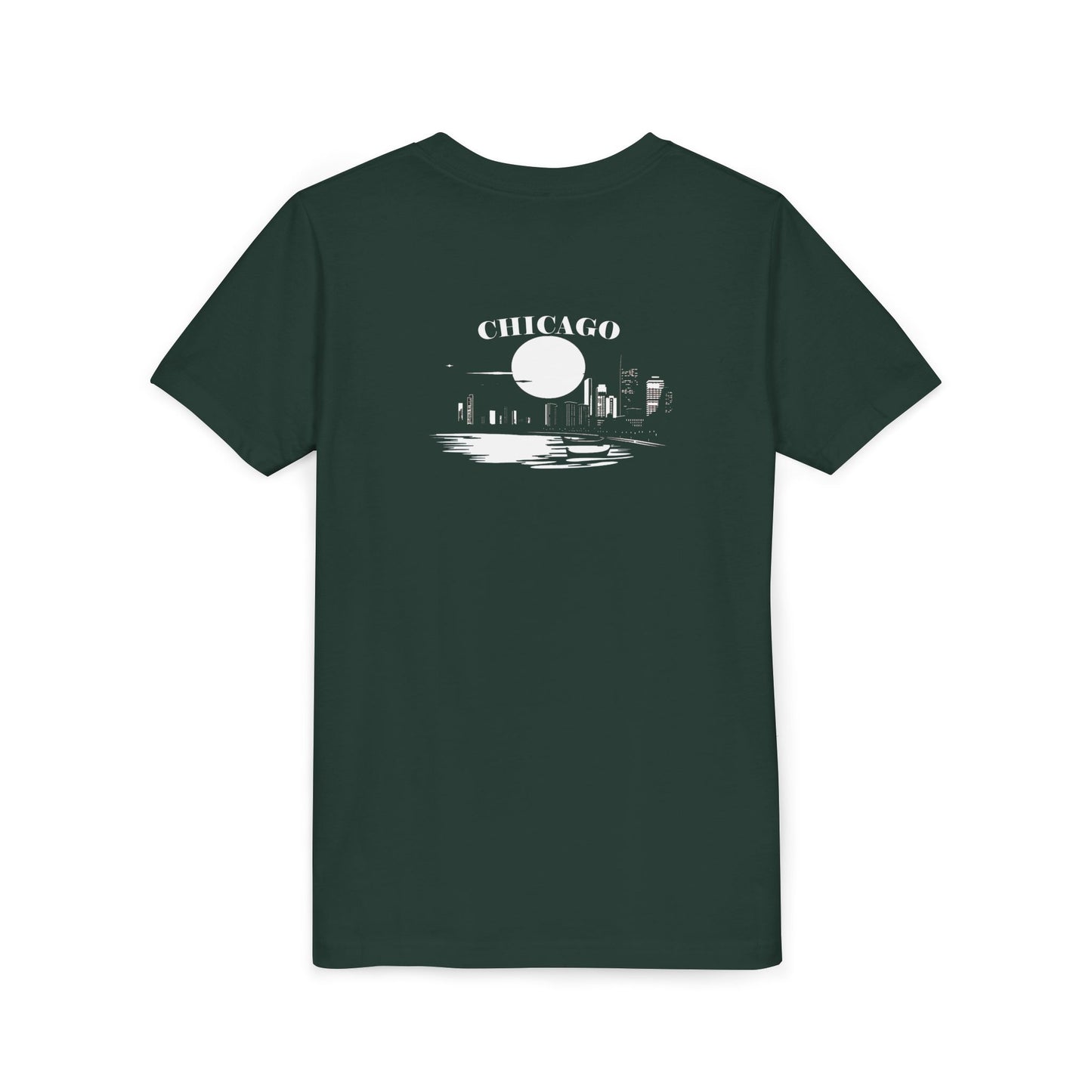 Mystery Noir Chicago Skyline Sunset Unisex Youth Short Sleeve Tee