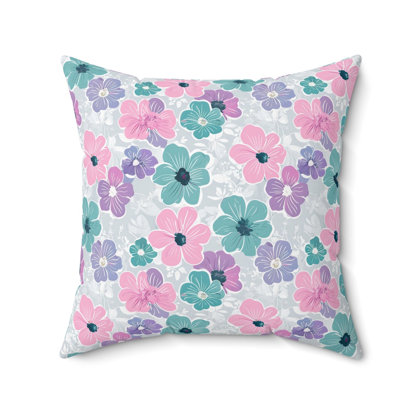 Pastel Floral Print Throw Pillow
