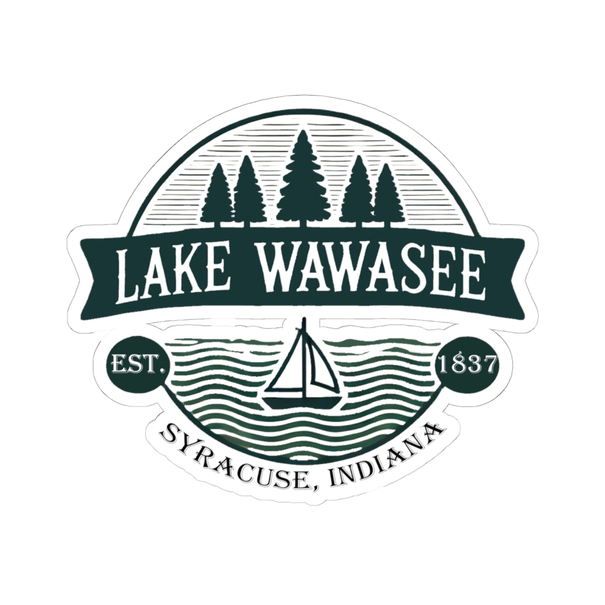 Vintage Lake Wawasee Kiss-Cut Sticker