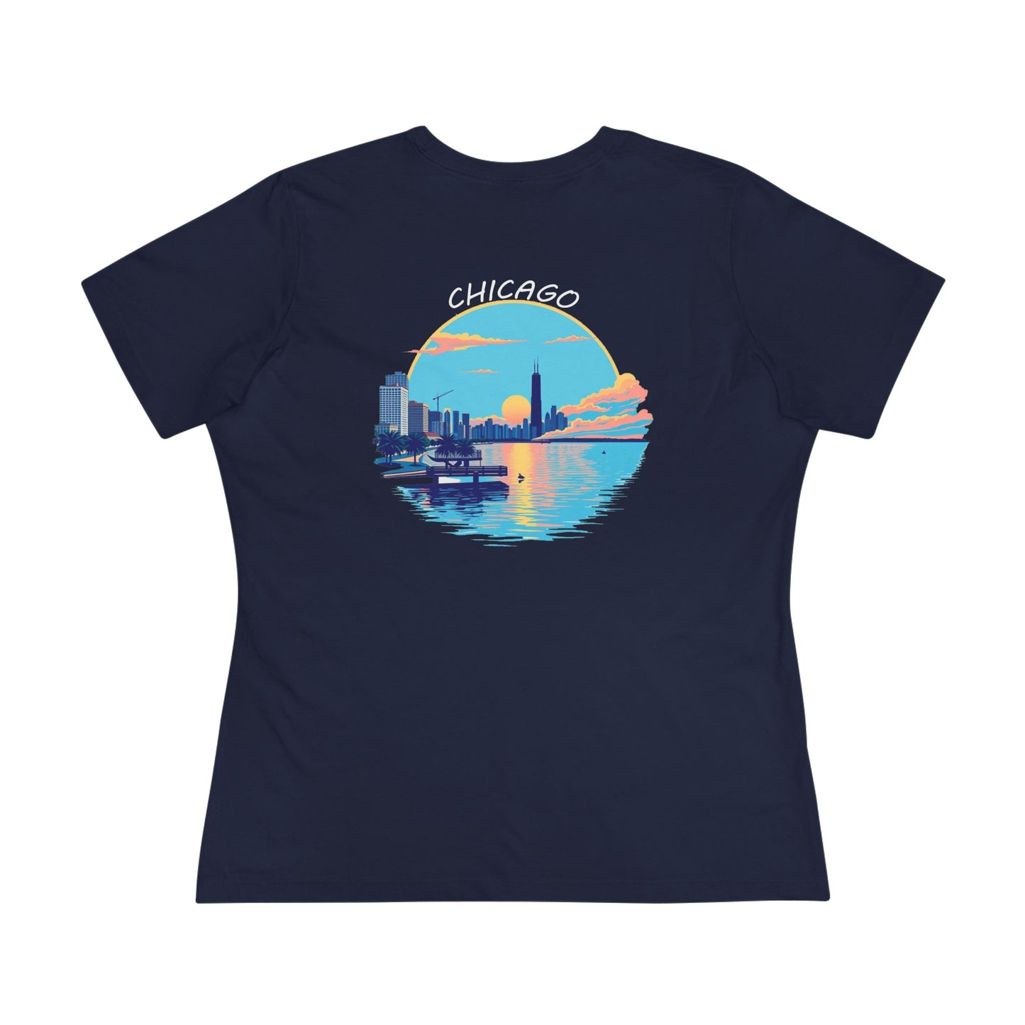 Retro Chicago Sunset Women's Cotton Tee