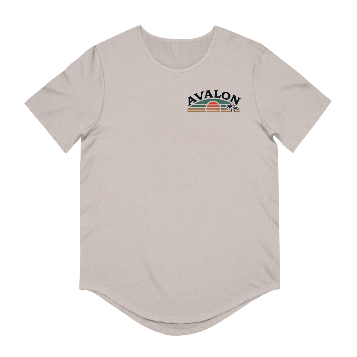 Retro Avalon Sunset Men's Jersey Curved Hem Tee
