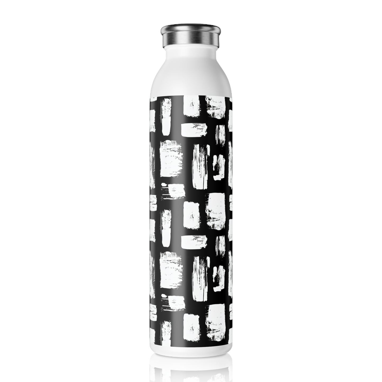 Sleek Slim Water Bottle with Modern Brushstroke Design