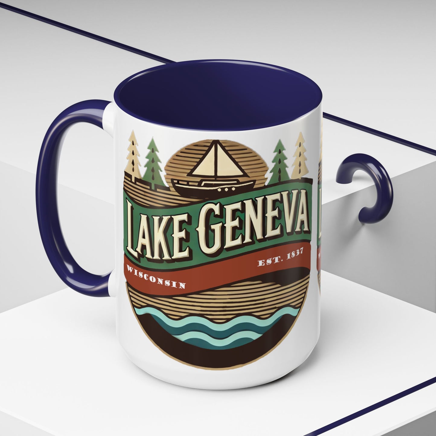 Retro Lake Geneva Accent Coffee Mug
