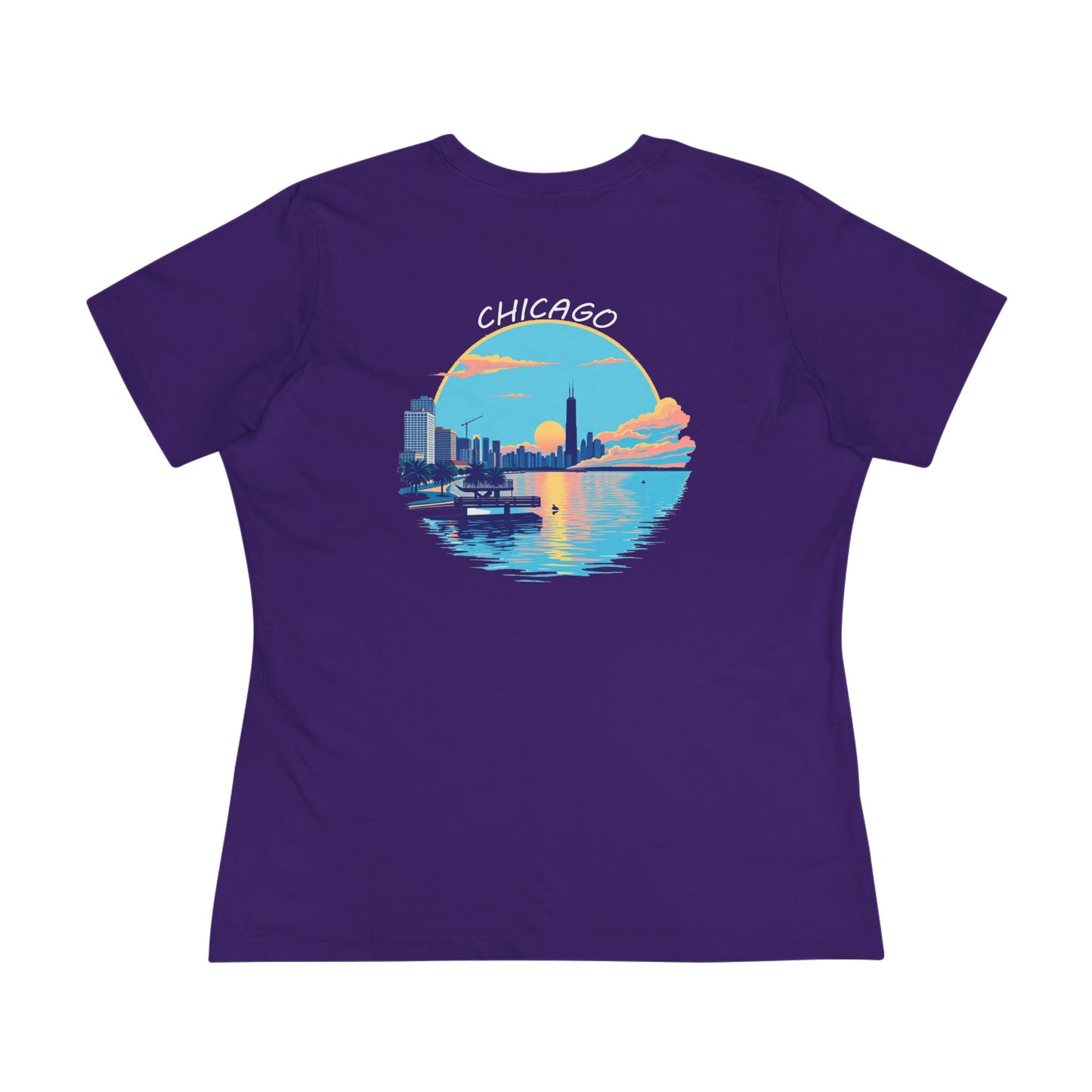 Retro Chicago Sunset Women's Cotton Tee
