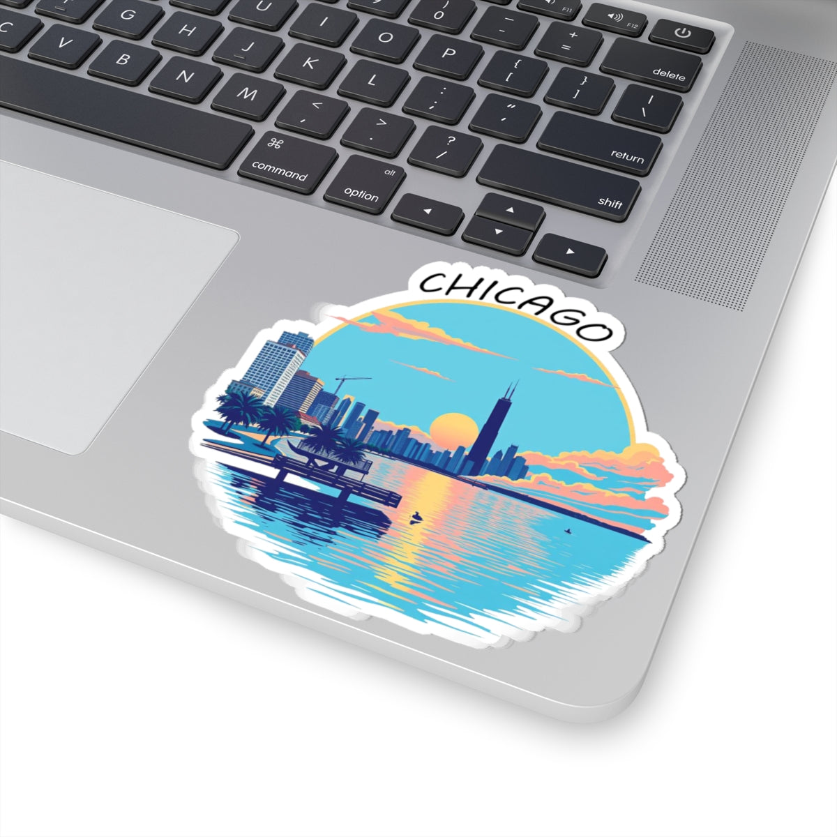 Retro Chicago Sunset Kiss-Cut Sticker
