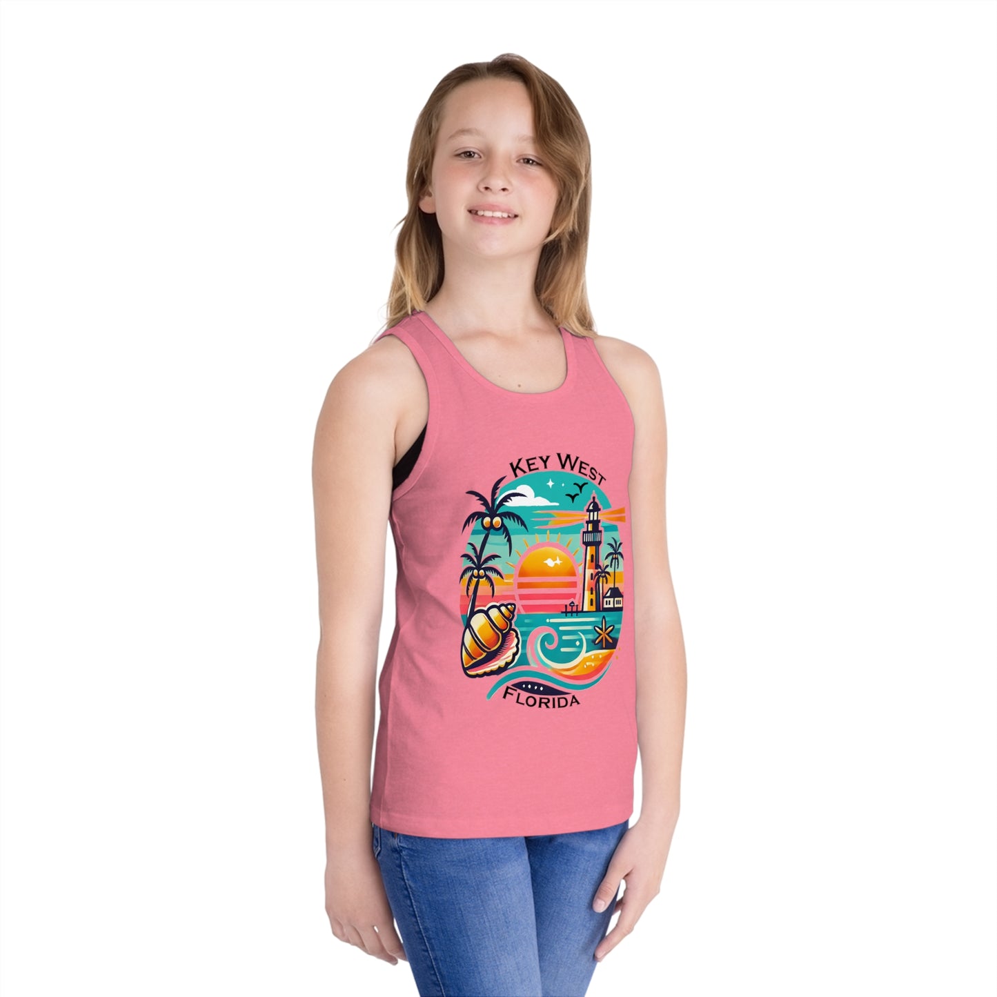 Vibrant Key West Unisex Kids Jersey Tank Top