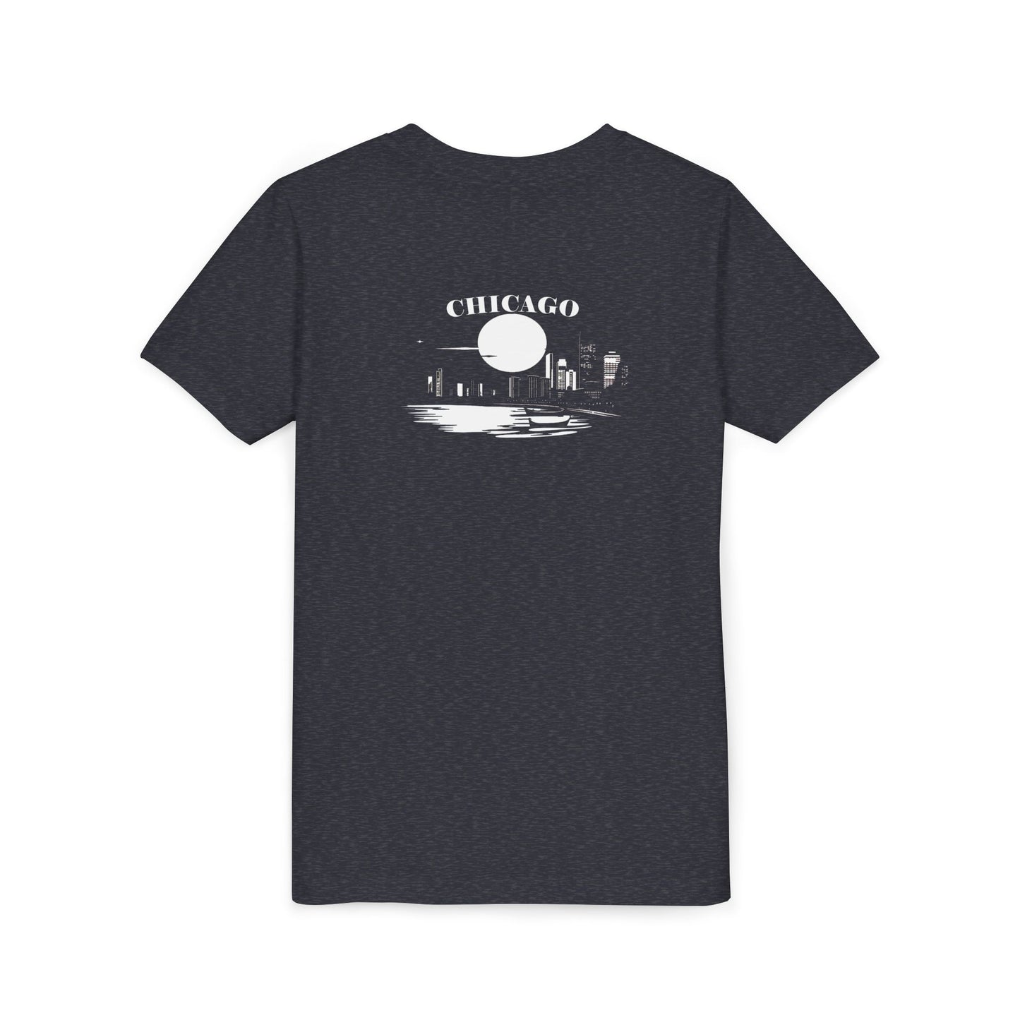 Mystery Noir Chicago Skyline Sunset Unisex Youth Short Sleeve Tee