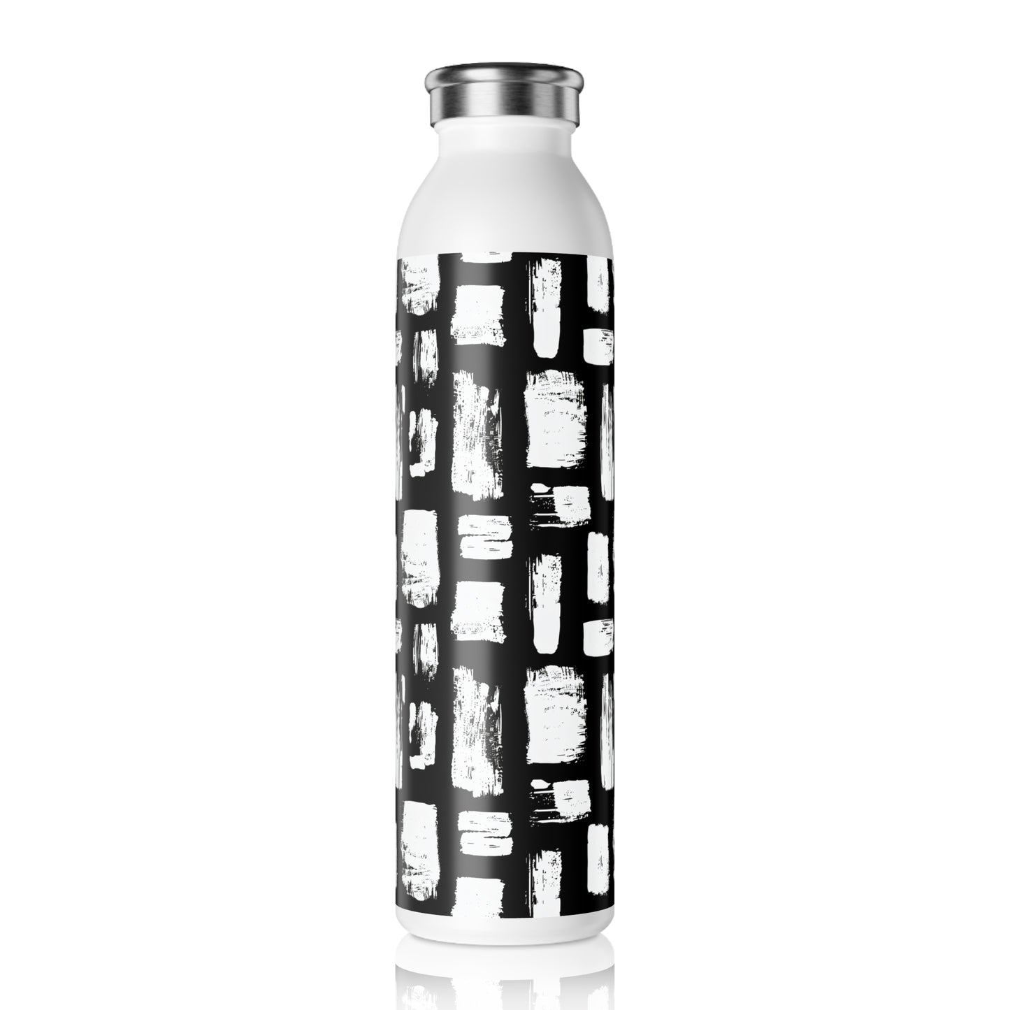 Sleek Slim Water Bottle with Modern Brushstroke Design