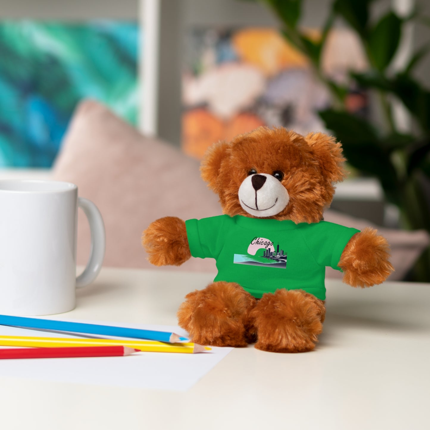 Elegant Chicago Skyline Stuffed Animals with Tee