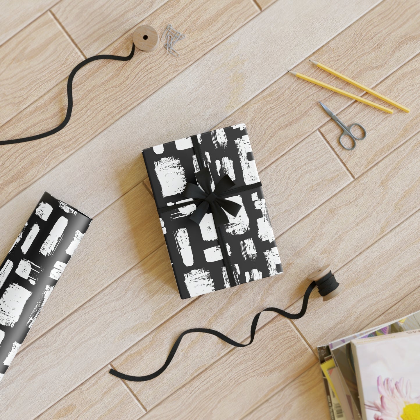 Irregular White Brush Strokes Wrapping Paper