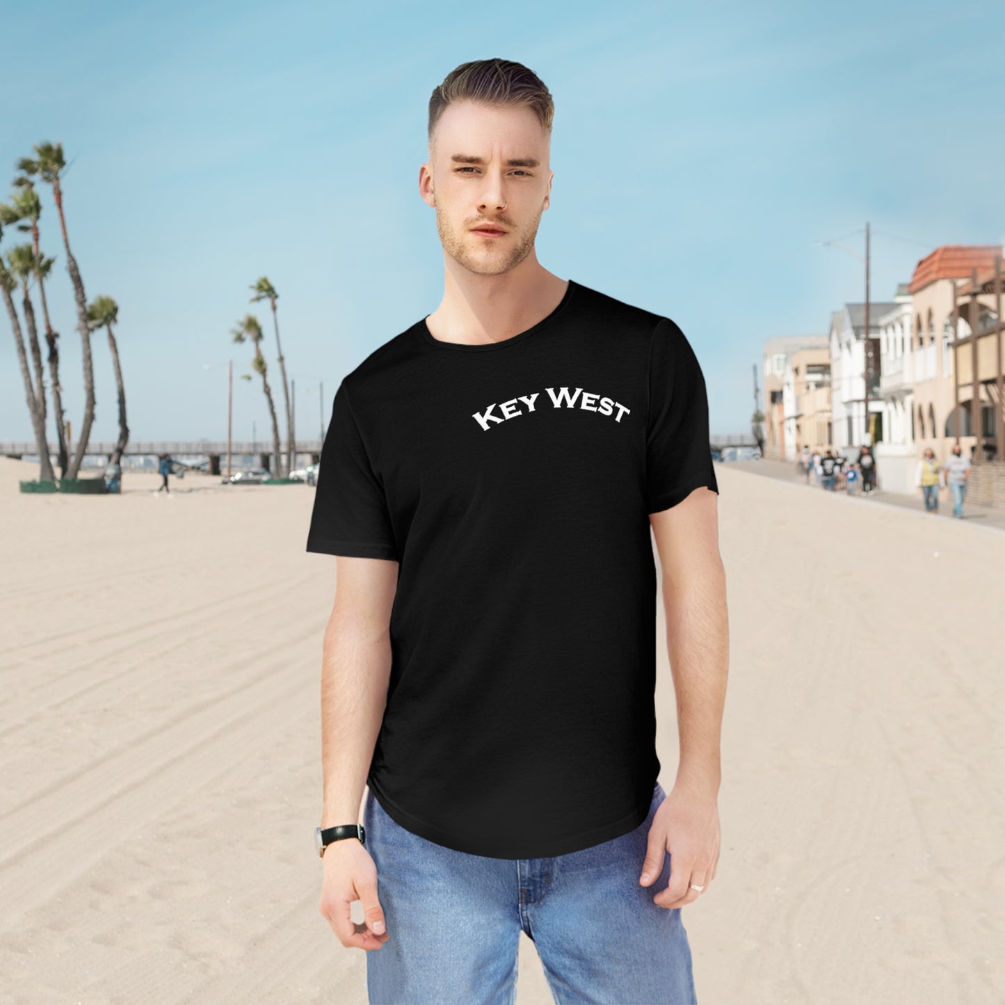 Vibrant Key West Men's Jersey Curved Hem Tee