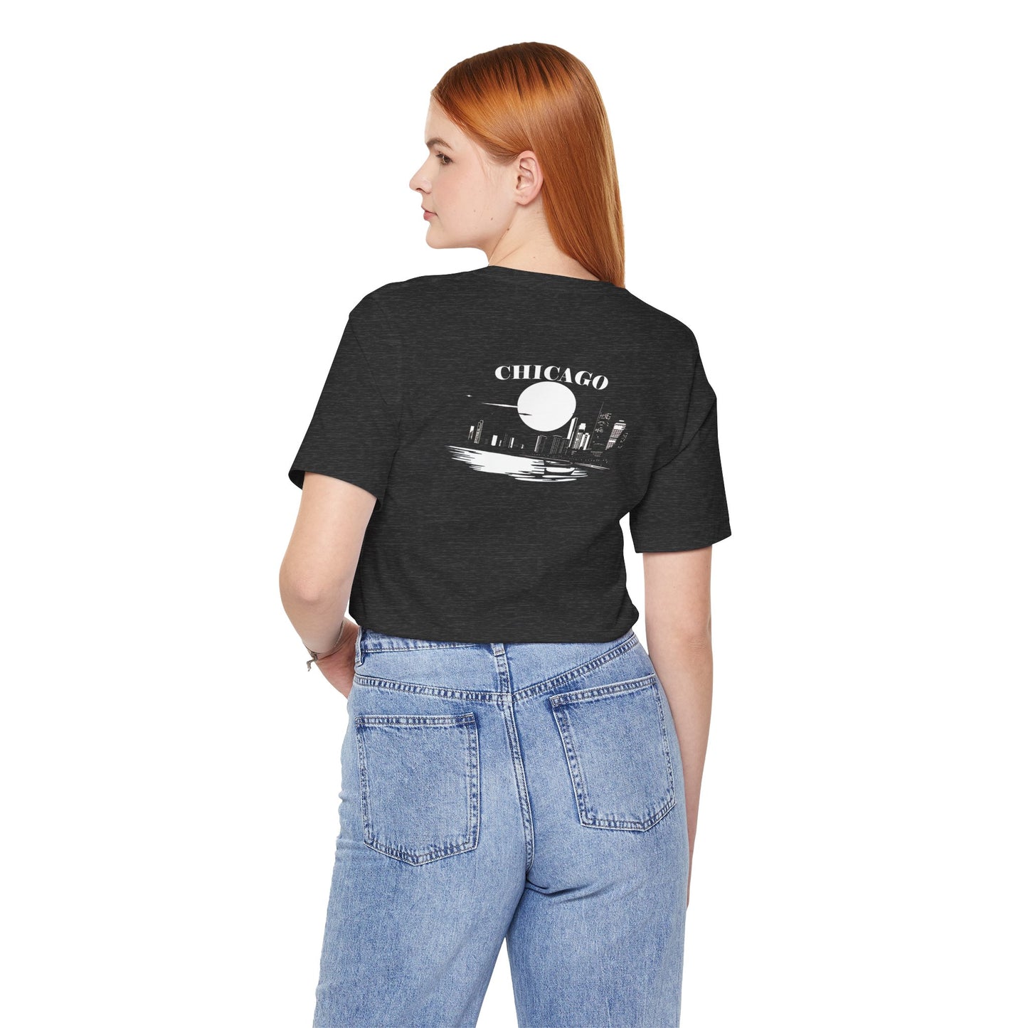 Mystery Noir Chicago Skyline Sunset Unisex Jersey Short Sleeve Tee