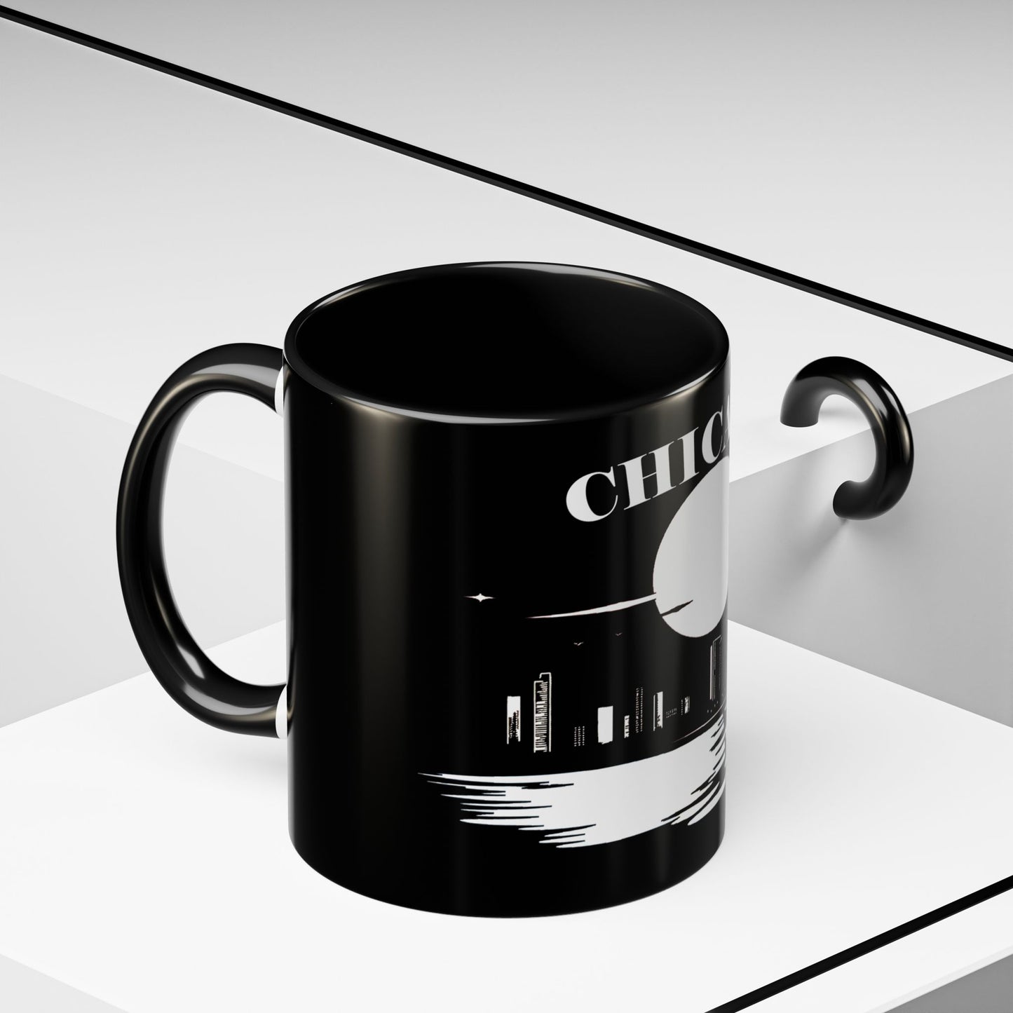 Mystery Noir Chicago Skyline Sunset Accent Coffee Mug