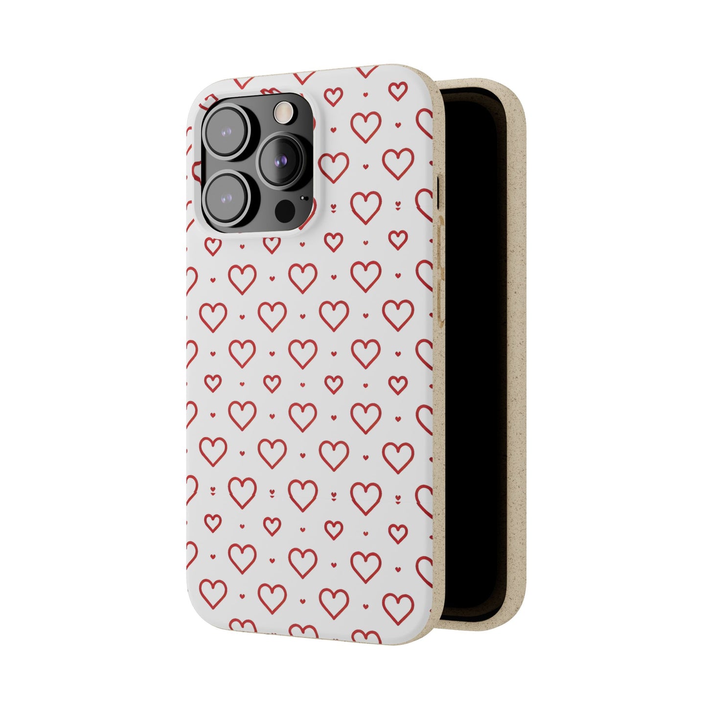 Red Hearts Print MagSafe Biodegradable Phone Case