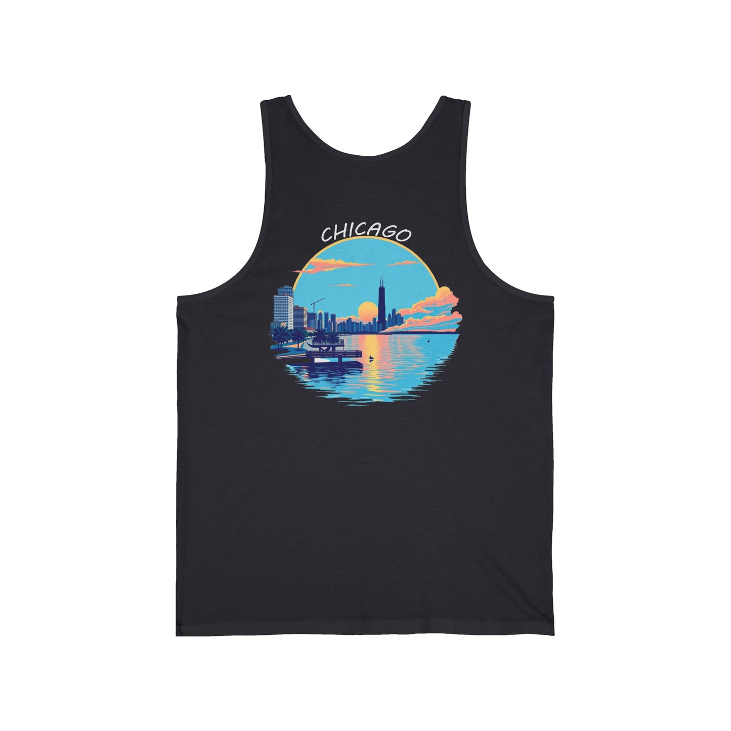 Retro Chicago Sunset Unisex Jersey Tank