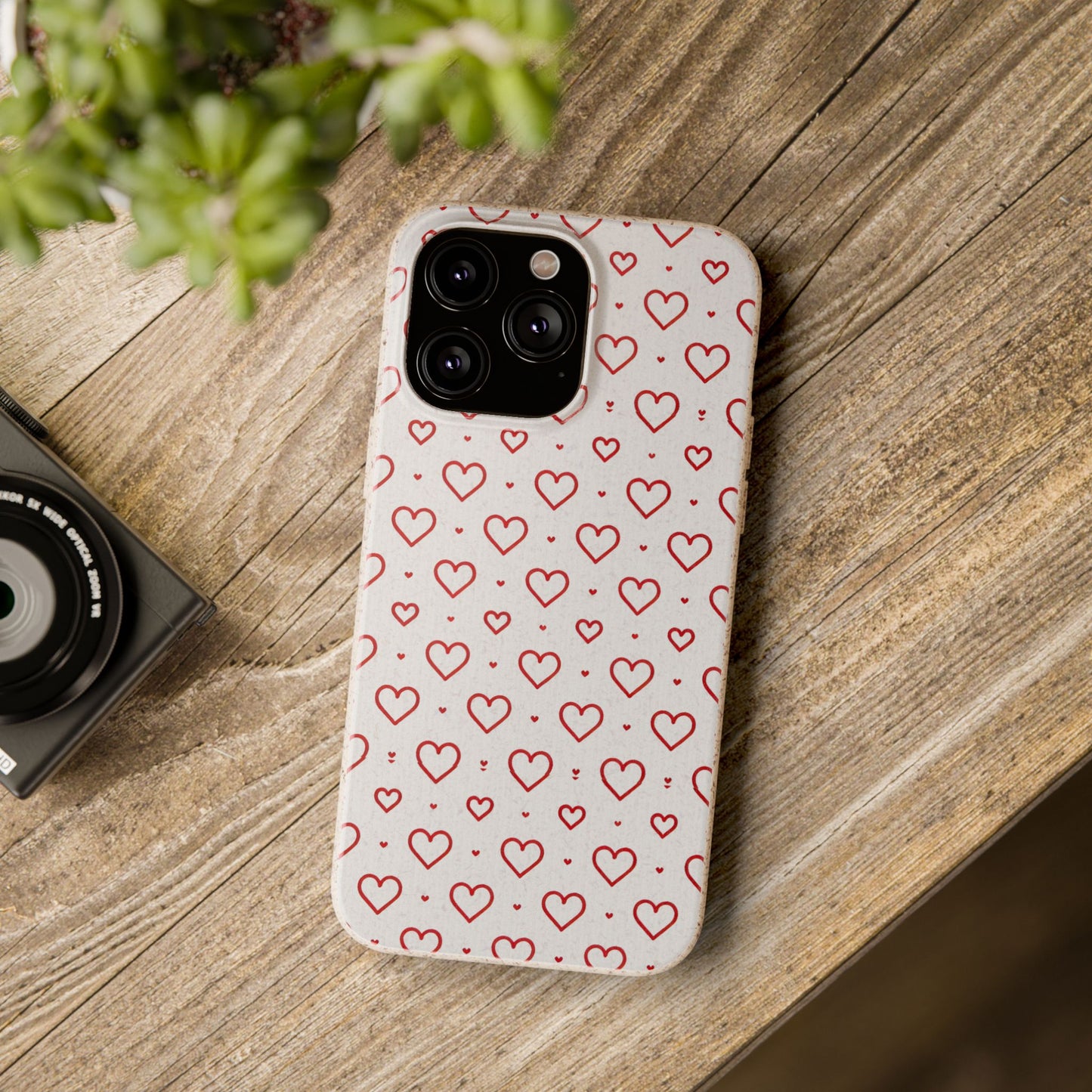 Red Hearts Print MagSafe Biodegradable Phone Case
