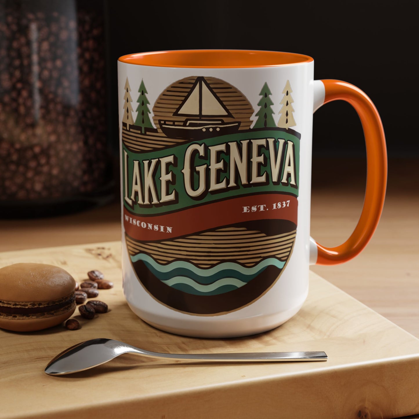 Retro Lake Geneva Accent Coffee Mug