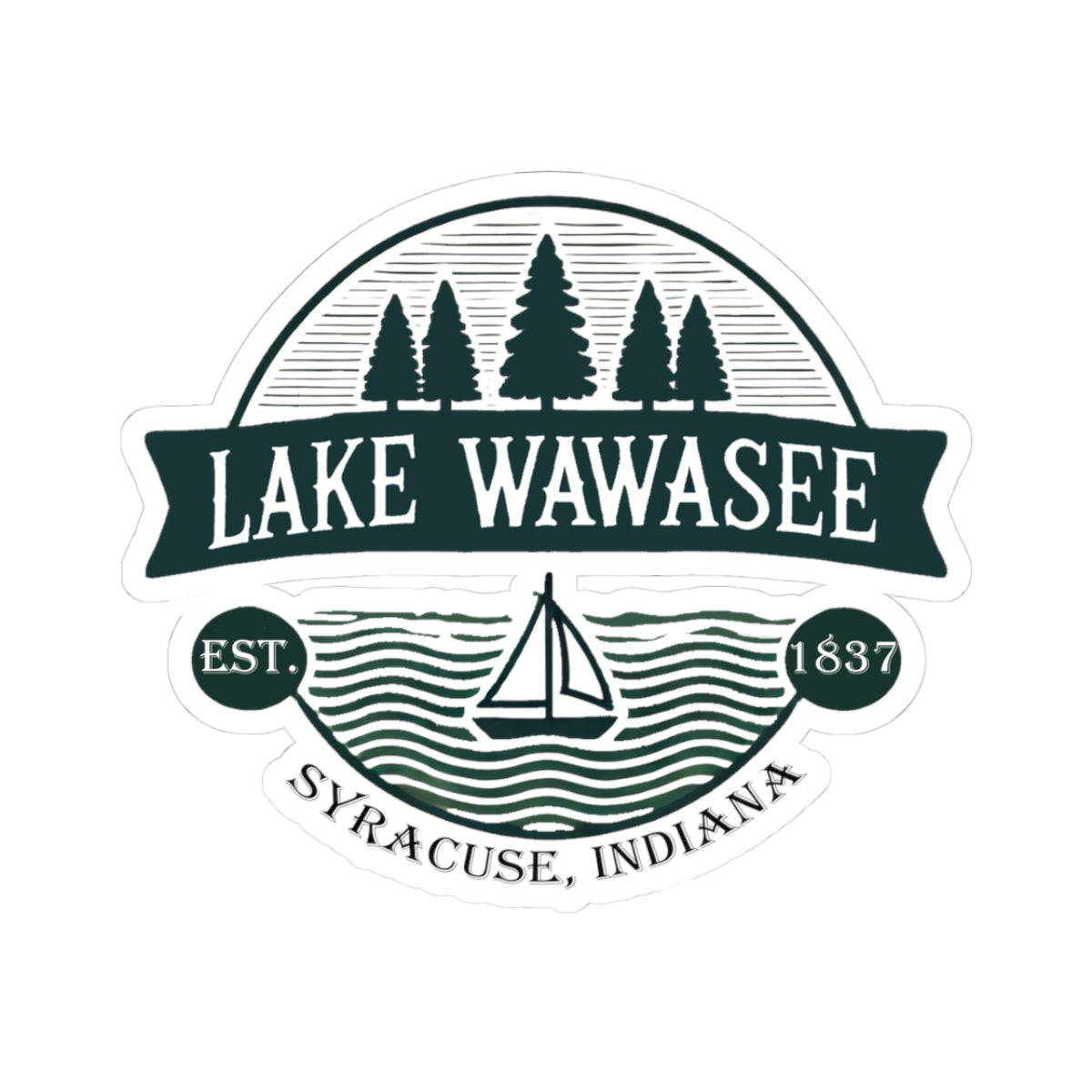 Vintage Lake Wawasee Kiss-Cut Sticker