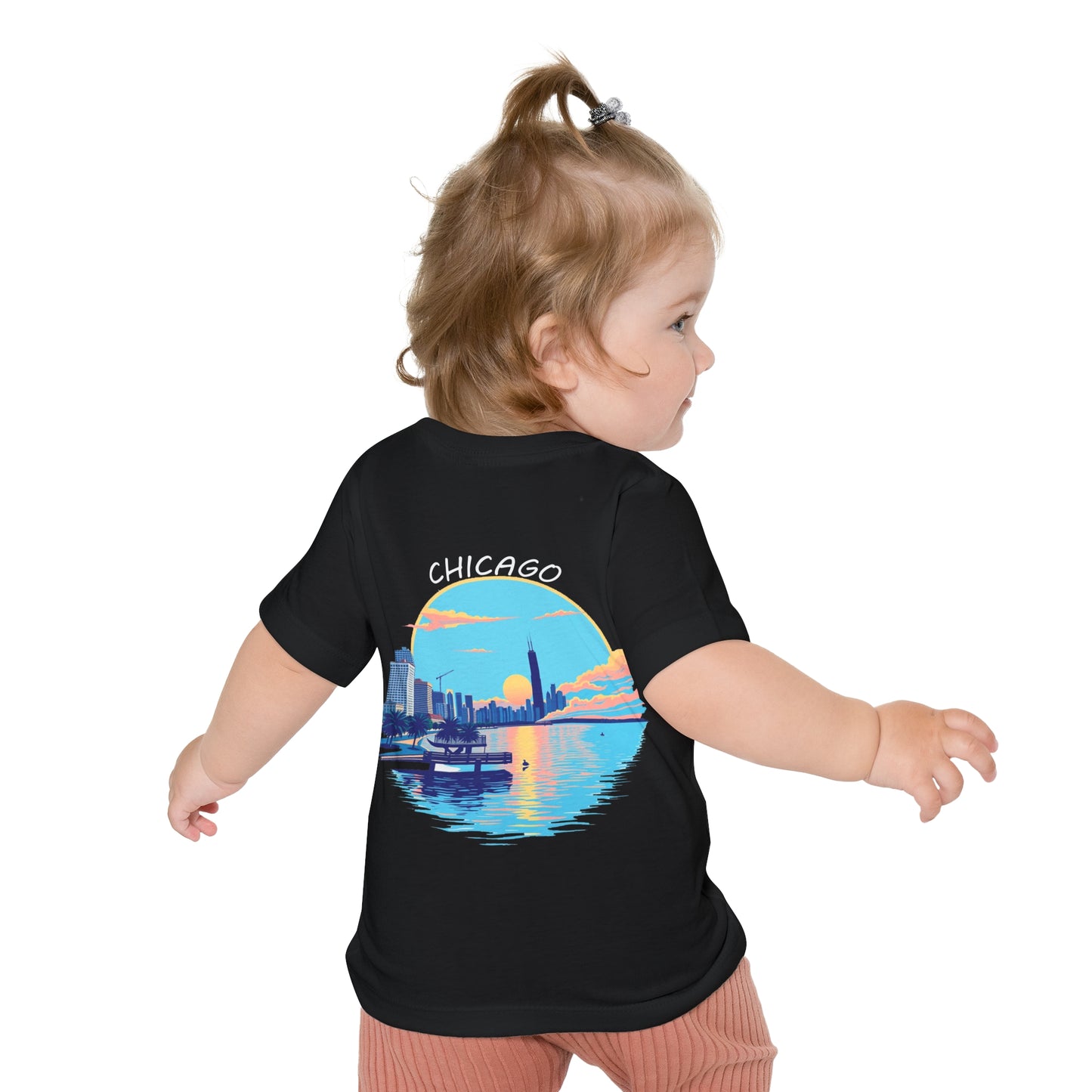 Retro Chicago Sunset Unisex Baby Short Sleeve T-Shirt