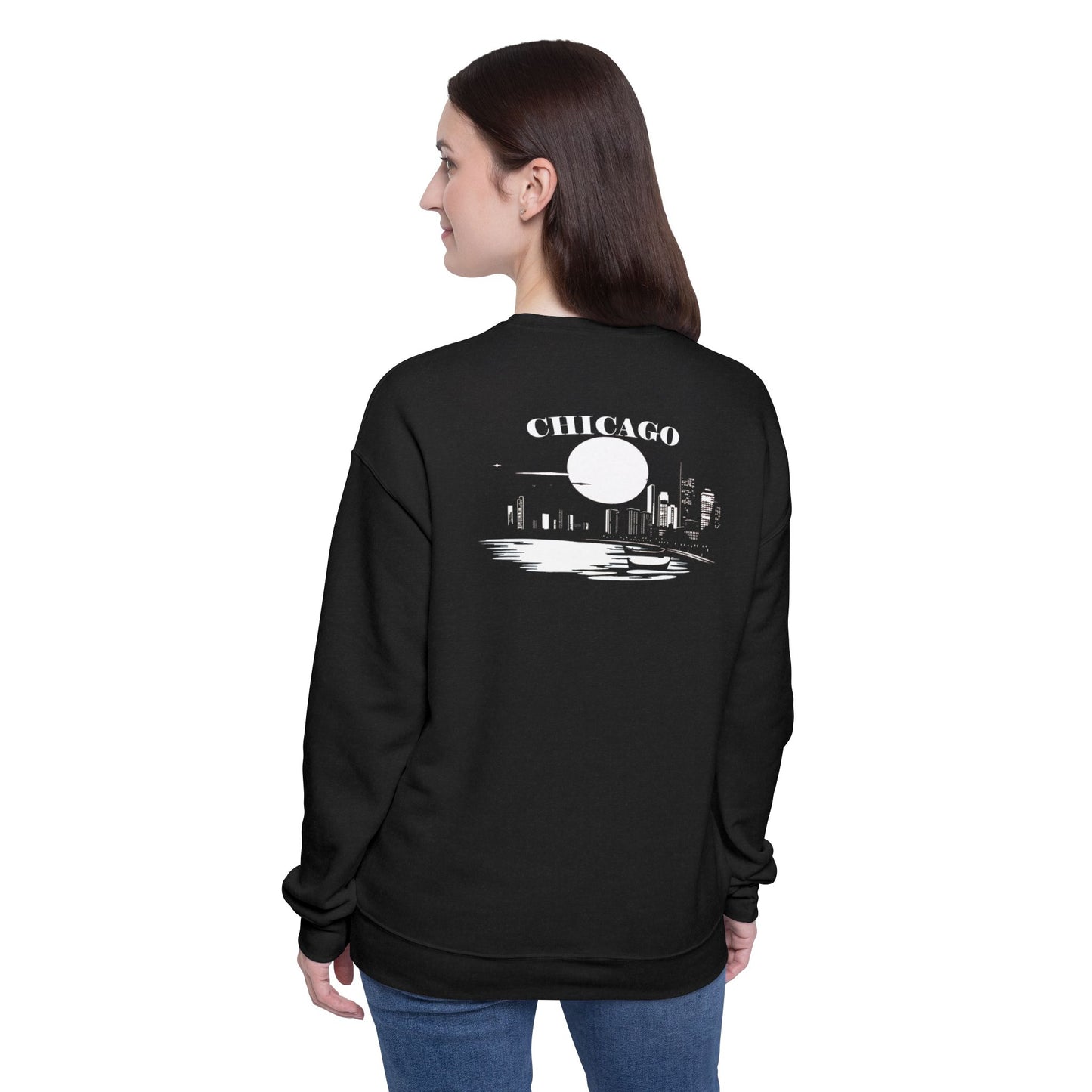 Mystery Noir Chicago Skyline Sunset Unisex Drop Shoulder Sweatshirt